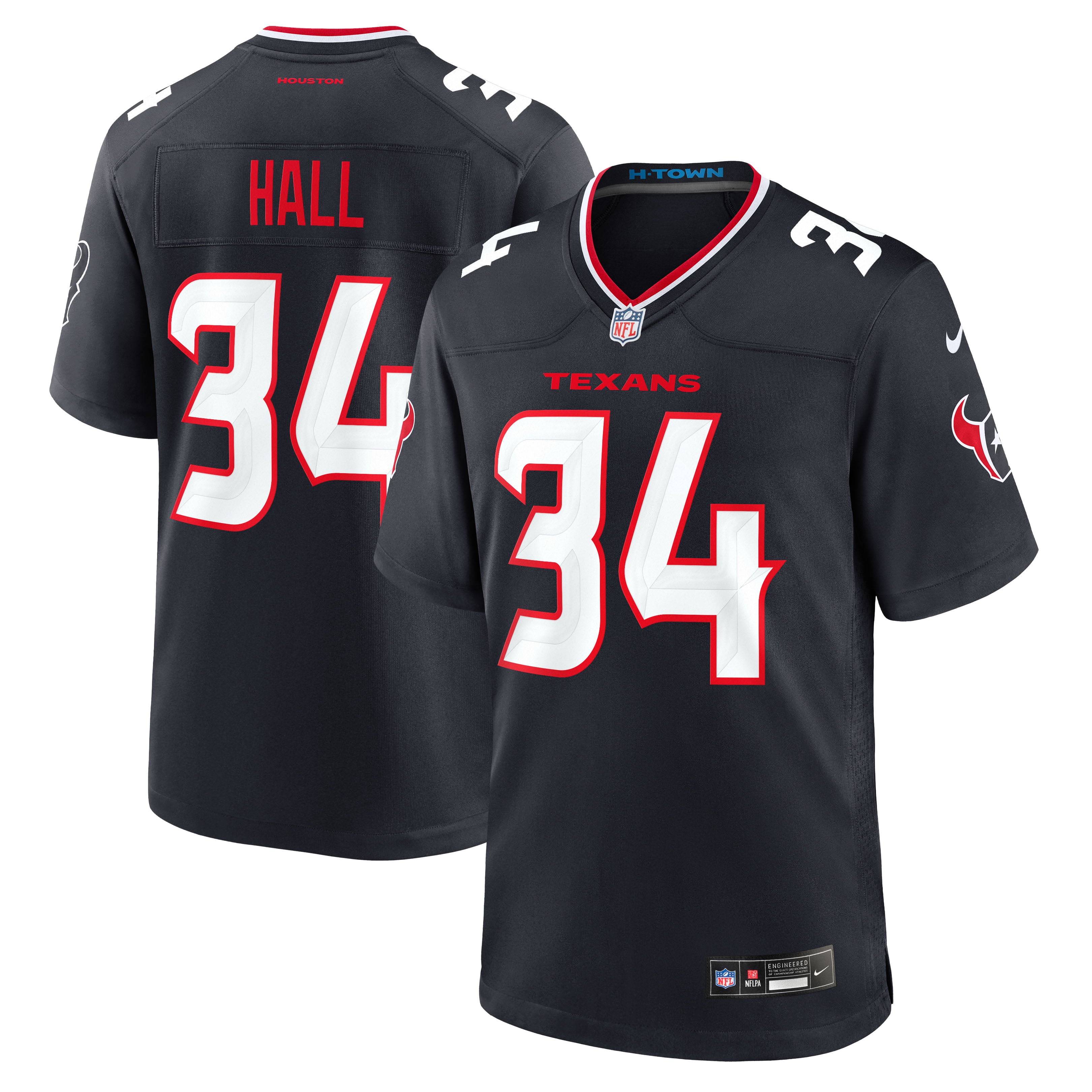 Maillot de match Nike Bryce Hall bleu marine des Houston Texans pour homme