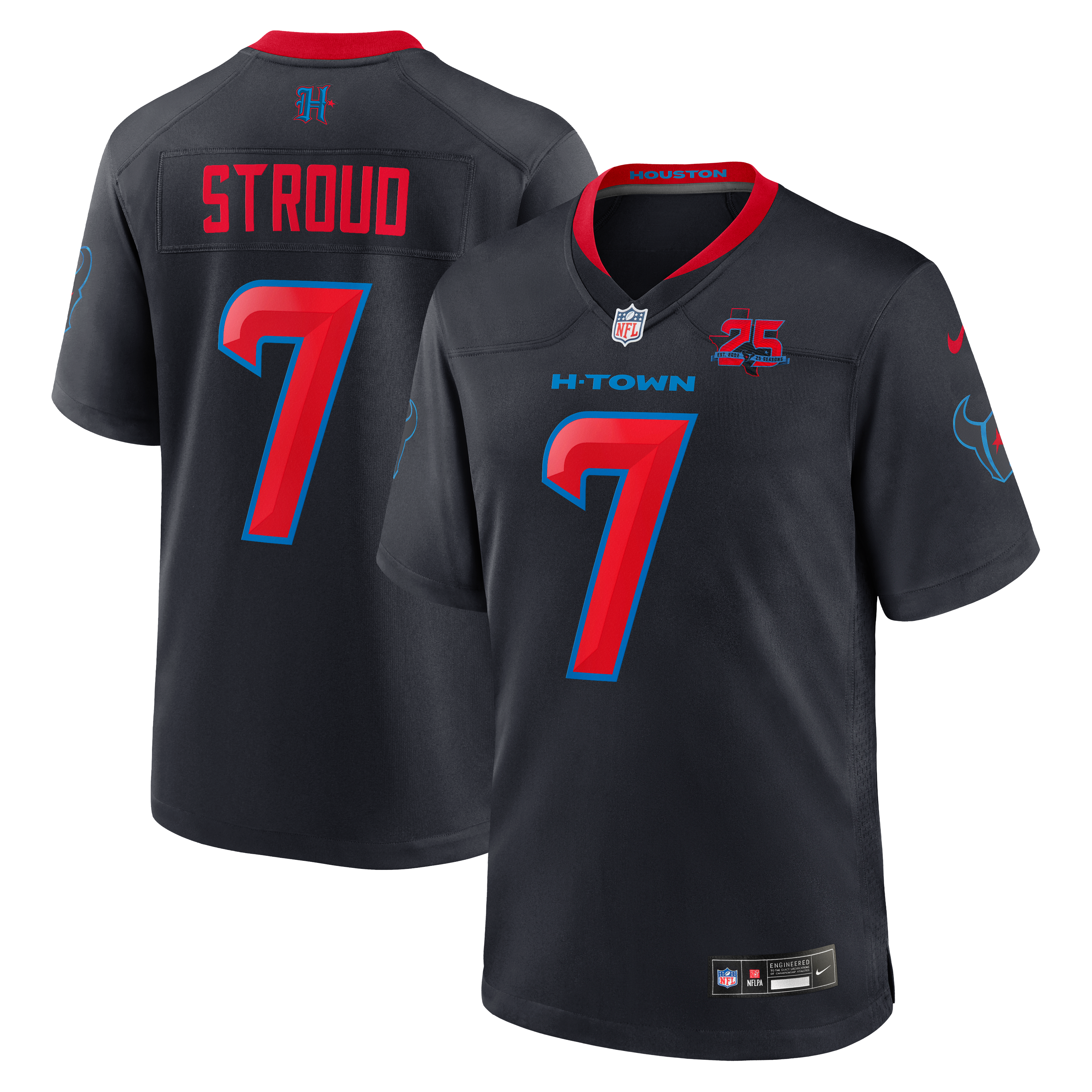 Maillot de match Nike C.J. Stroud bleu marine des Houston Texans, édition alternative 25e saison