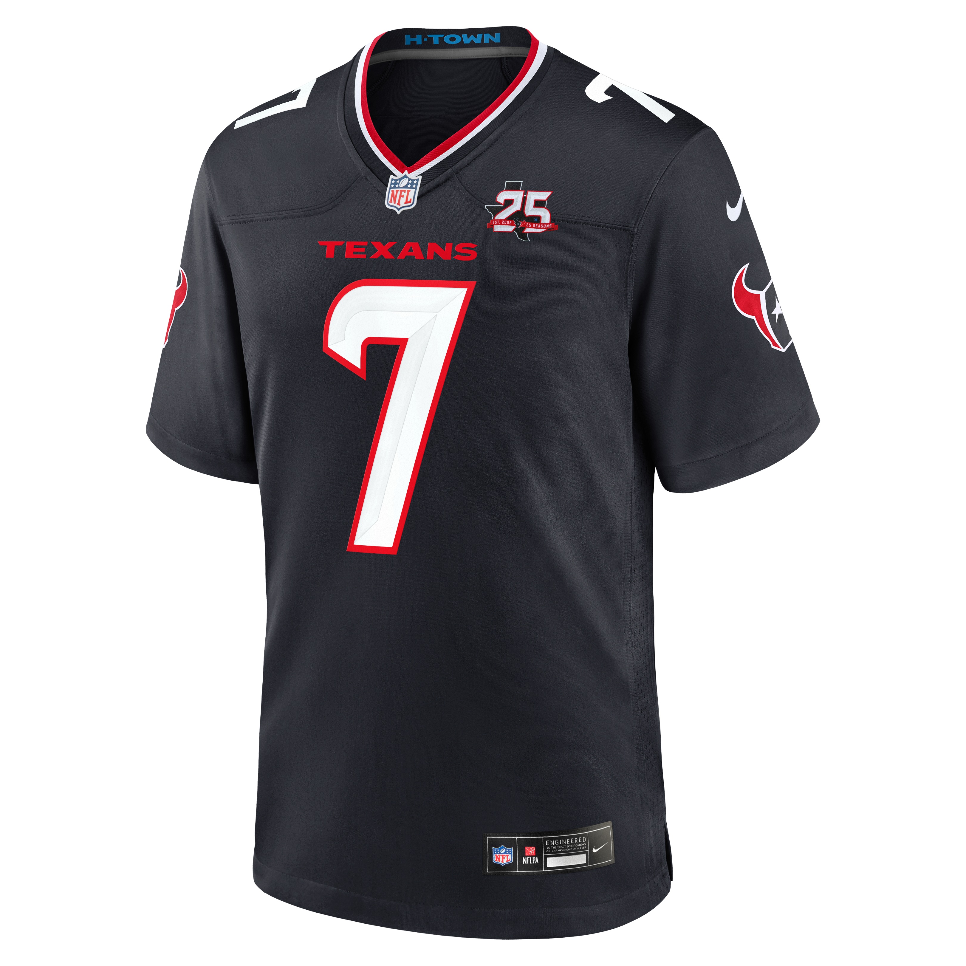 Maillot de match Nike C.J. Stroud bleu marine des Houston Texans pour homme, 25e saison