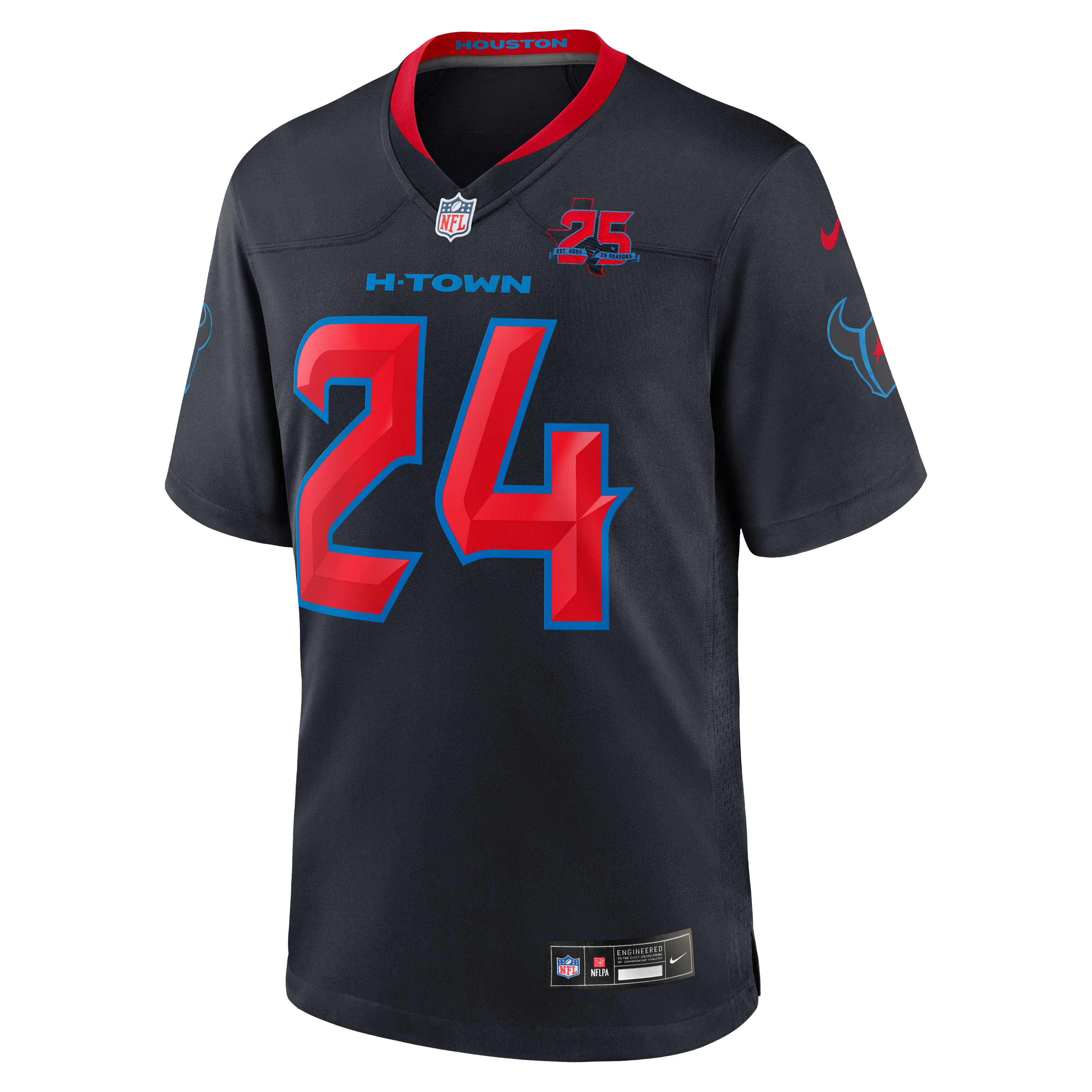 Maillot de match Nike Derek Stingley Jr. bleu marine des Houston Texans, saison alternative 25