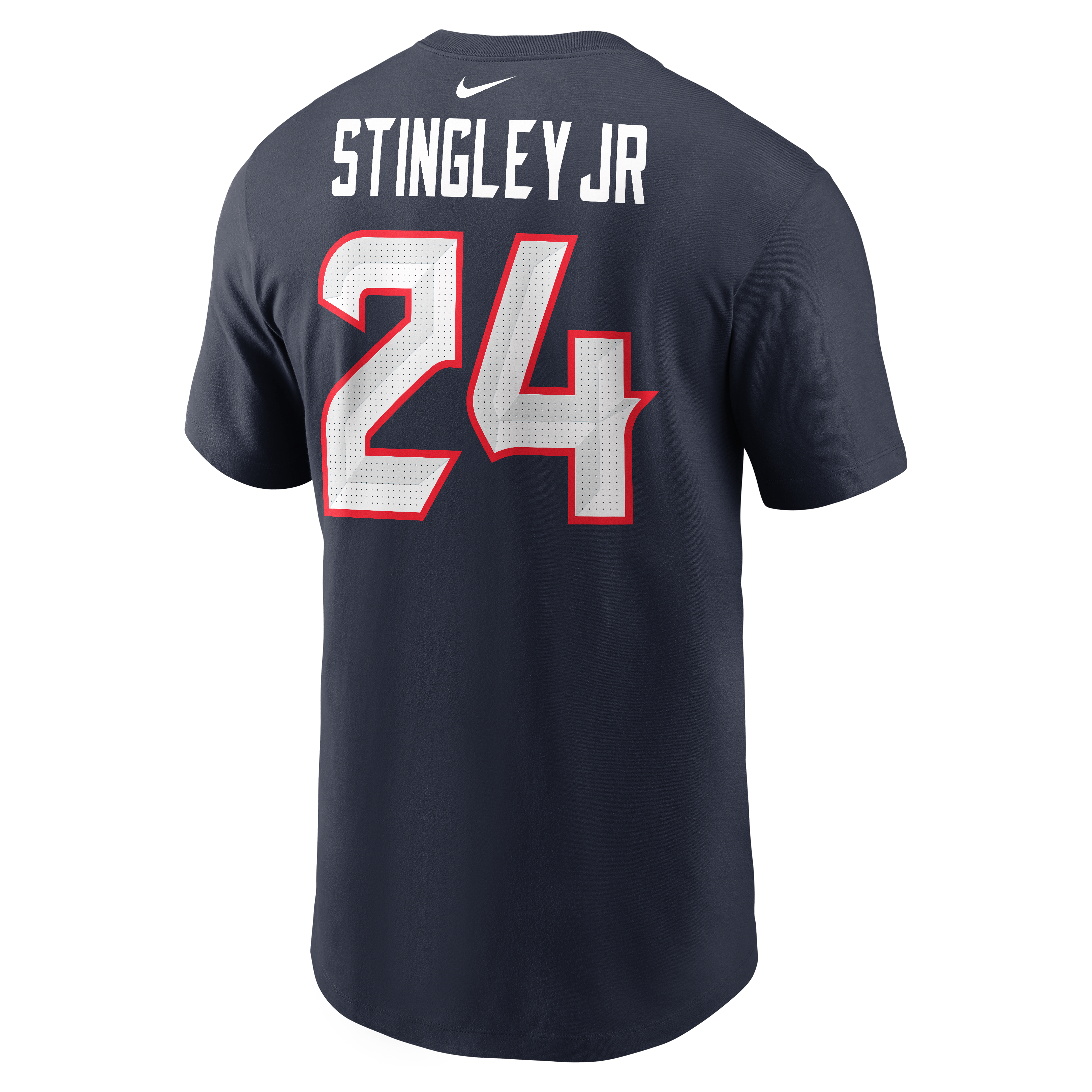 T-shirt Nike pour homme Derek Stingley Jr. bleu marine des Houston Texans, avec nom et numéro