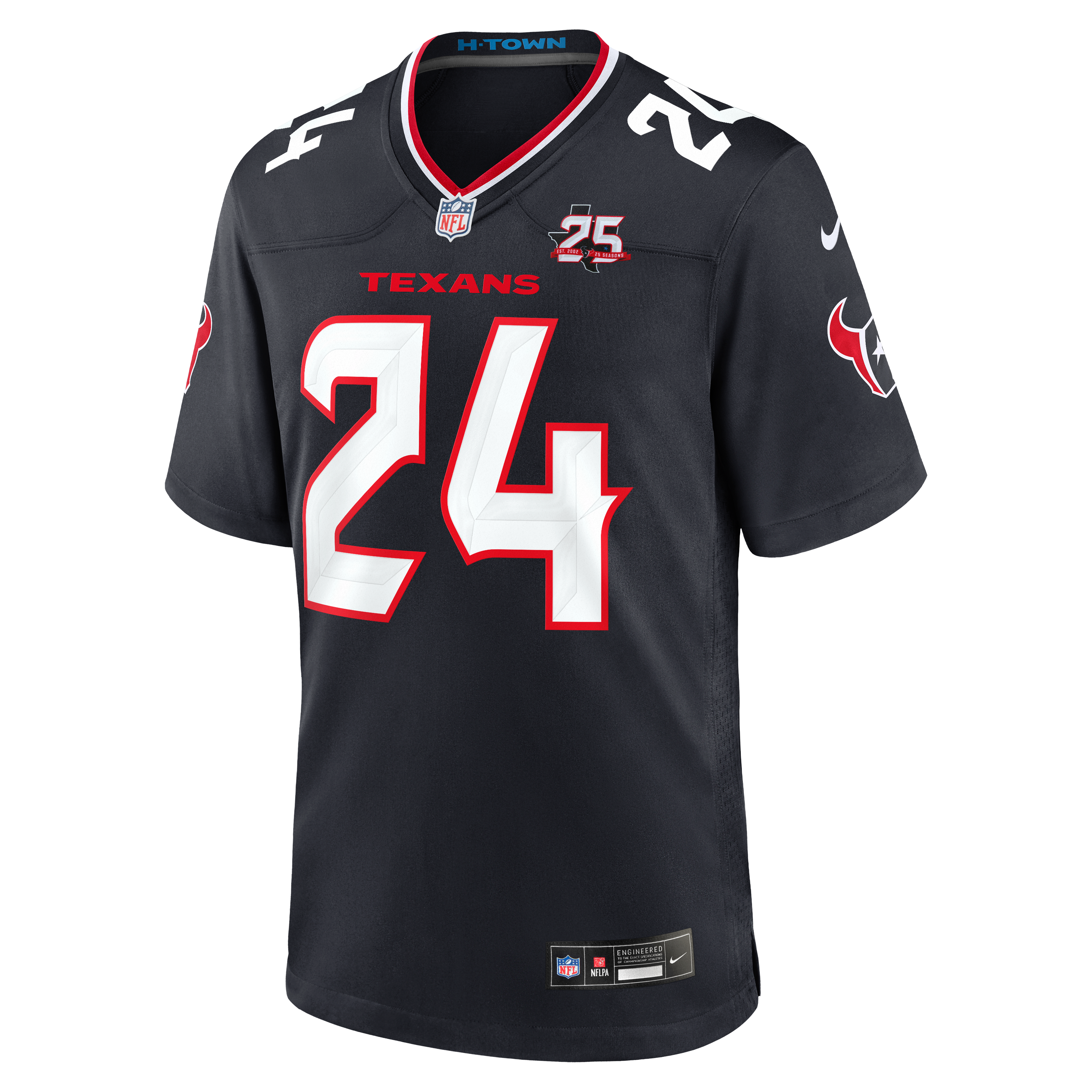 Maillot de match Nike Derek Stingley Jr. bleu marine des Houston Texans pour la 25e saison (homme)
