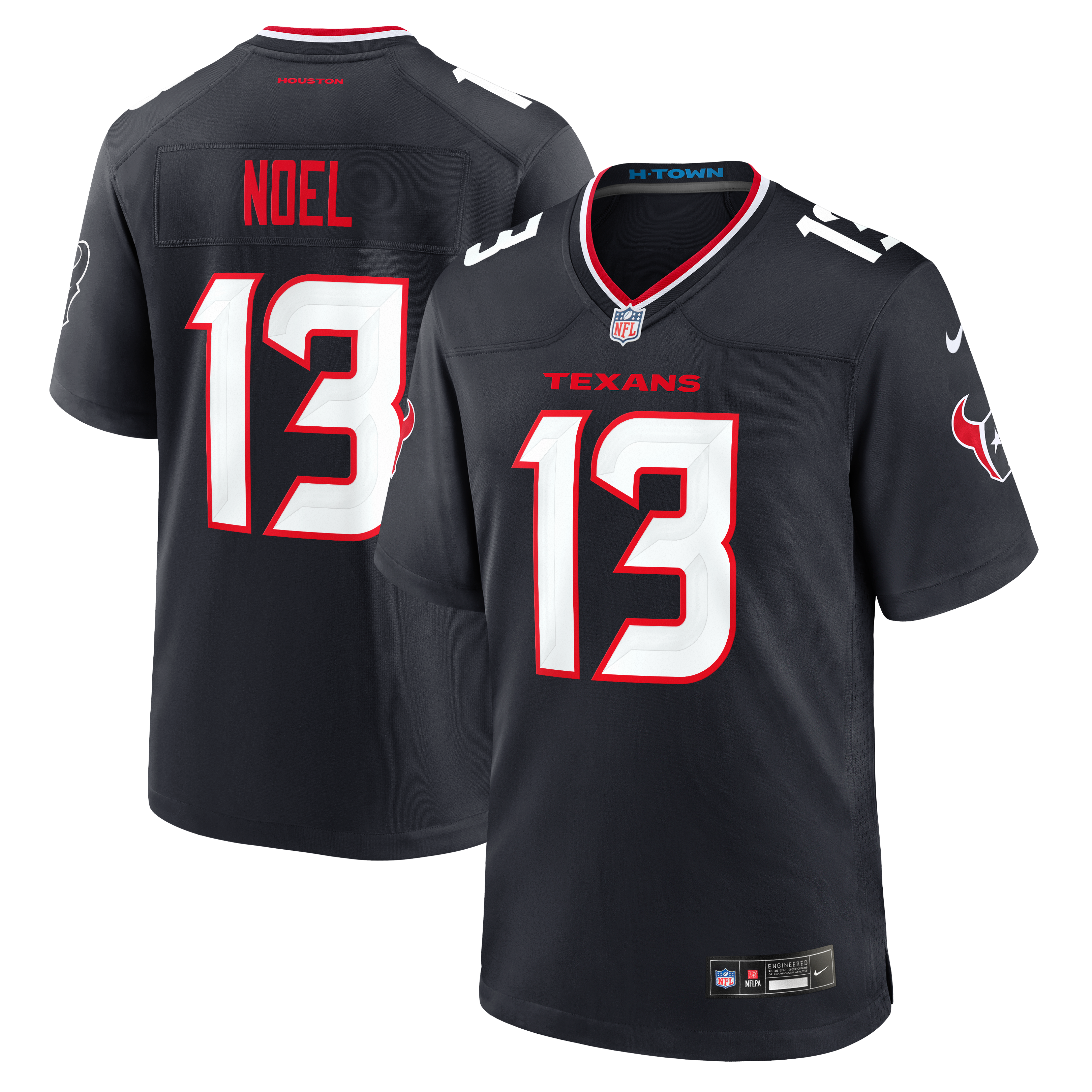 Maillot de match Nike Jaylin Noel bleu marine des Houston Texans pour homme