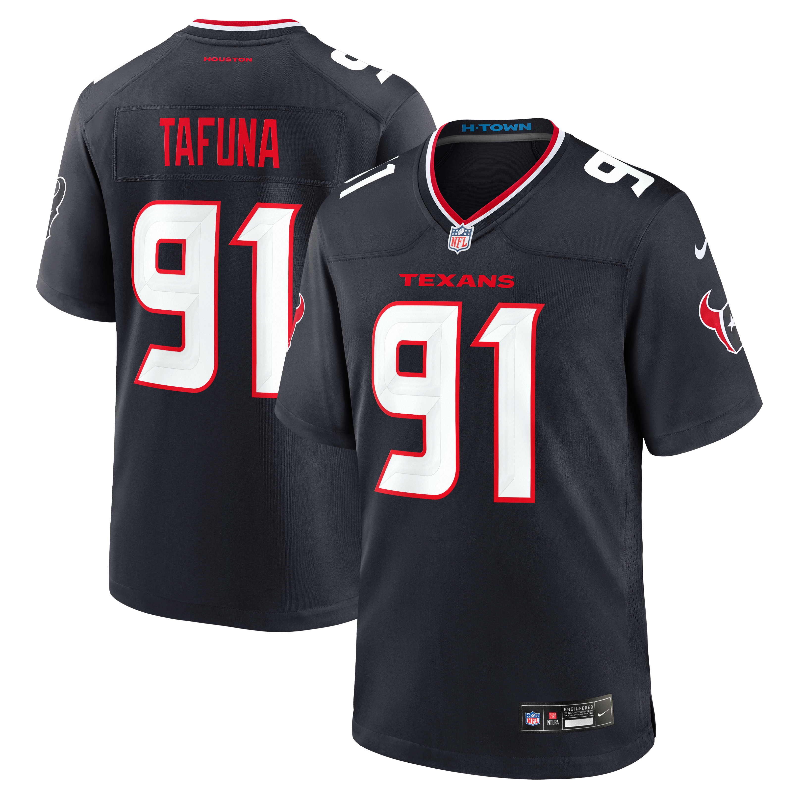 Men's Nike Junior Tafuna Navy Houston Texans Team Game Jersey