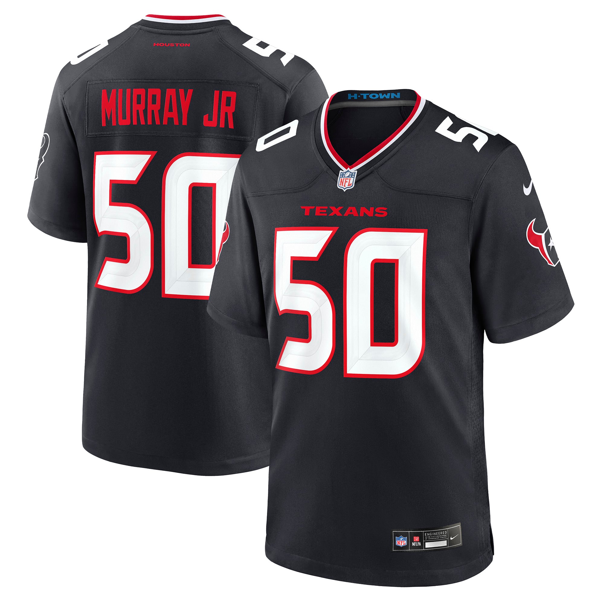 Maillot de match Nike Kenneth Murray Jr. bleu marine des Houston Texans pour homme