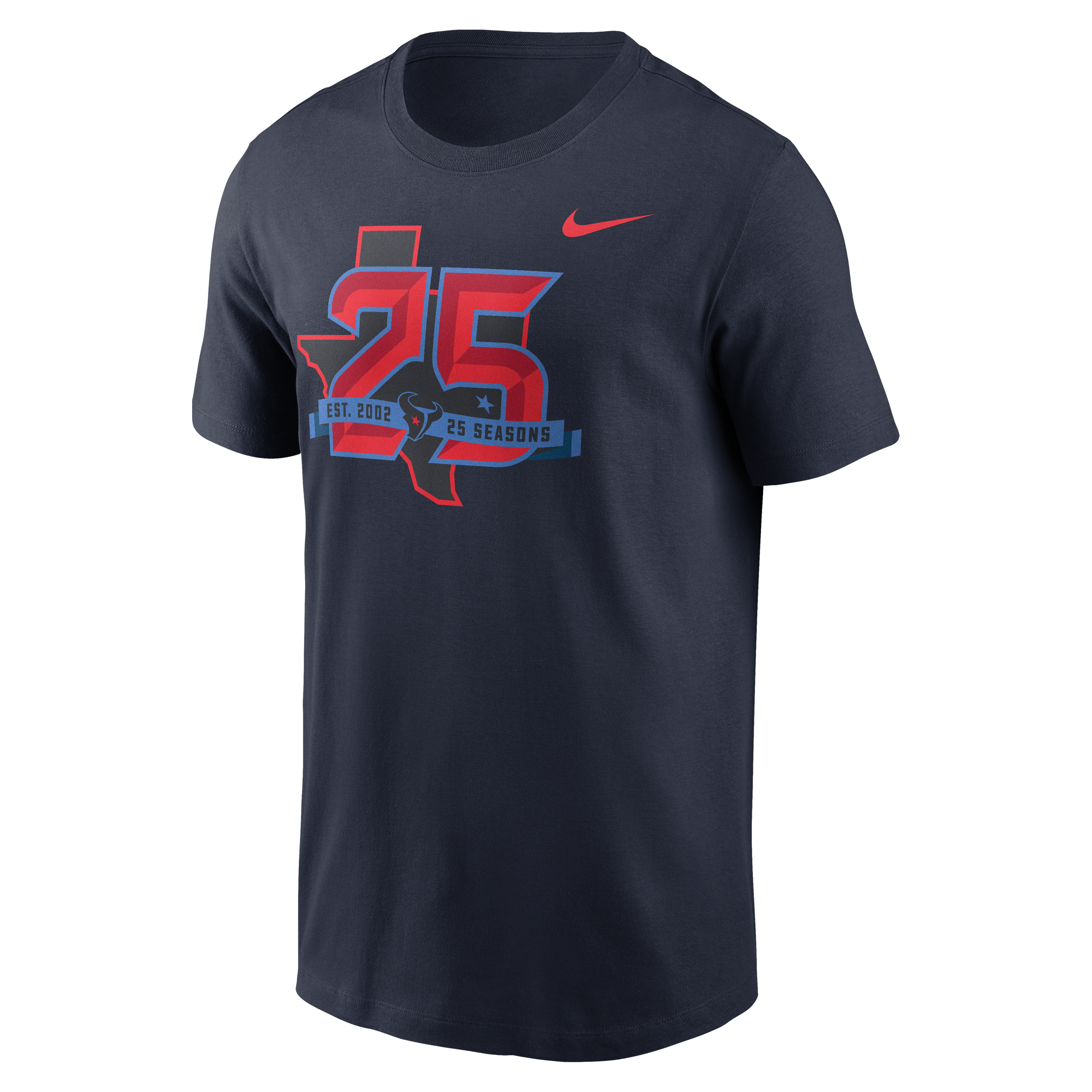 T-shirt Nike bleu marine pour homme, édition spéciale 25e anniversaire des Houston Texans