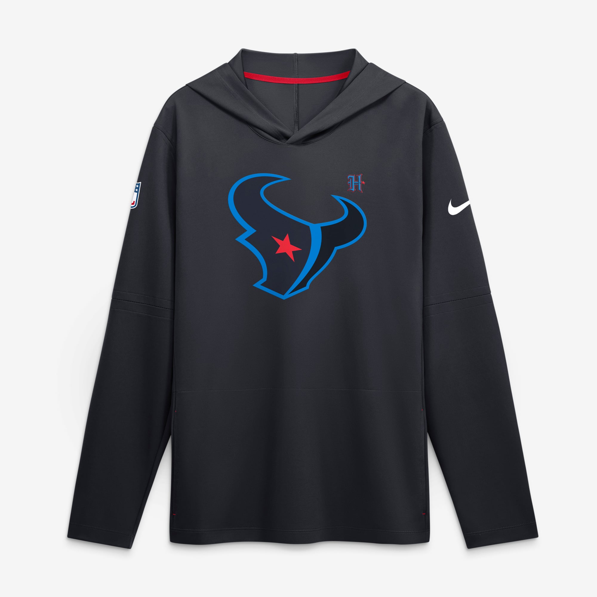 Men's Nike Navy Houston Texans Sideline Alternate Lightweight Long Sleeve Hooded Dri-FIT T-Shirt