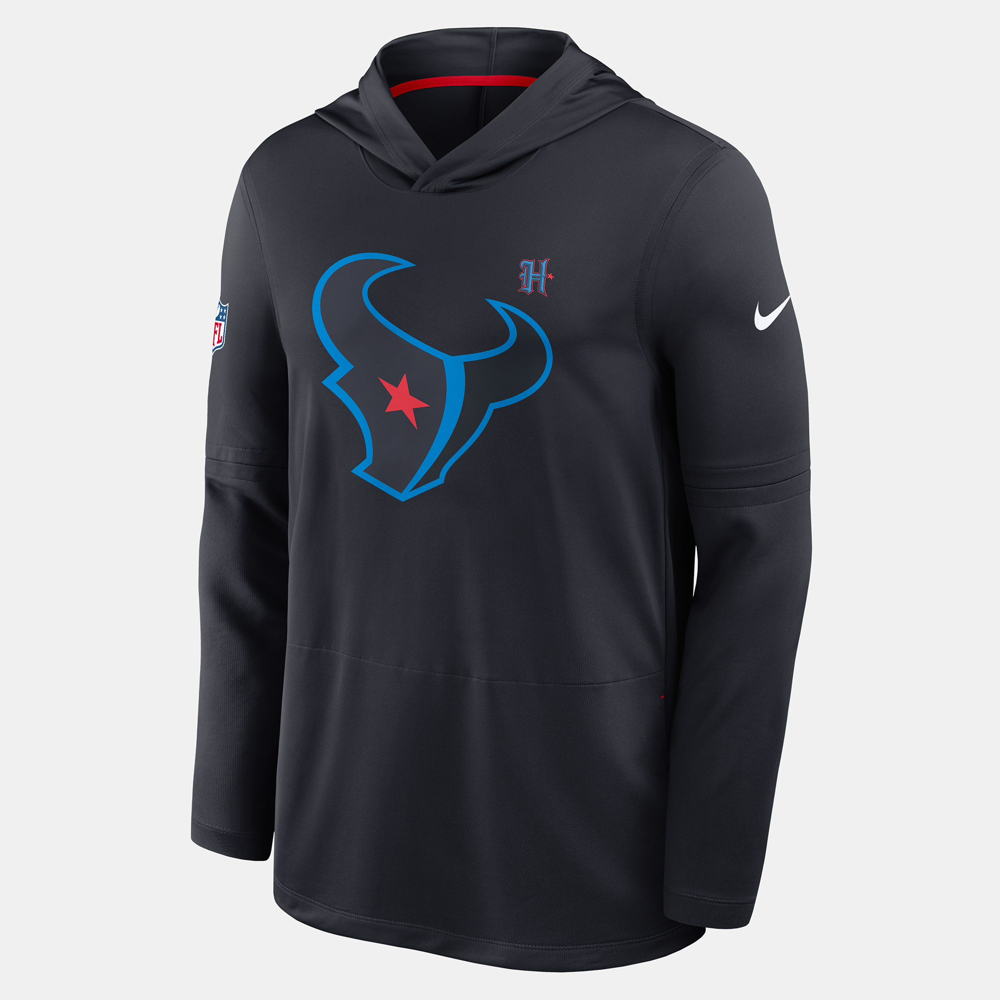 Men's Nike Navy Houston Texans Sideline Alternate Lightweight Long Sleeve Hooded Dri-FIT T-Shirt