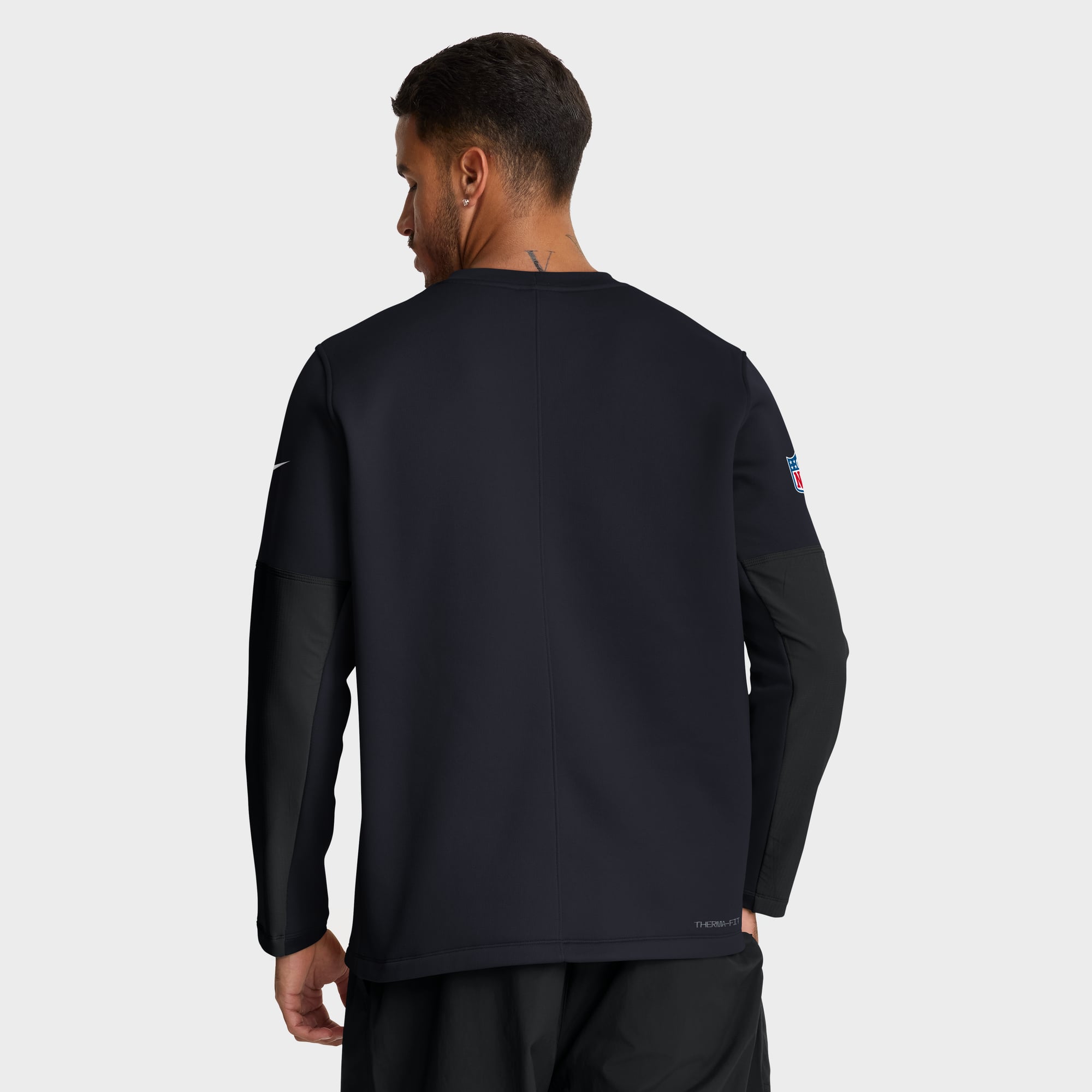 Men's Nike Navy Houston Texans Sideline Coaches Midweight Therma-FIT Crew Pullover