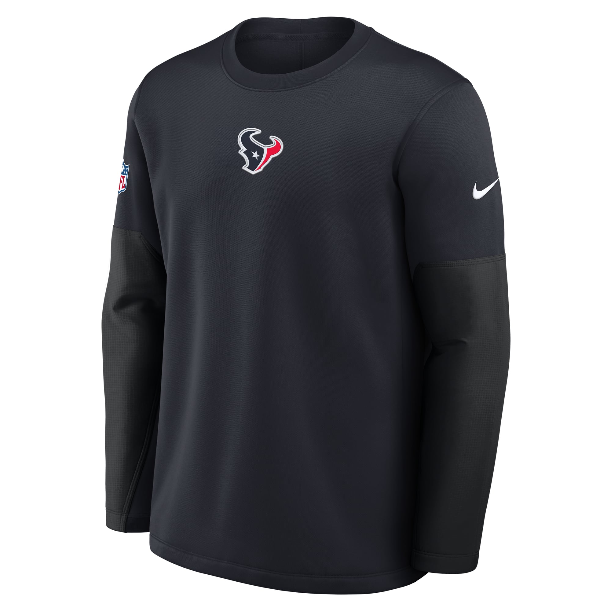 Men's Nike Navy Houston Texans Sideline Coaches Midweight Therma-FIT Crew Pullover