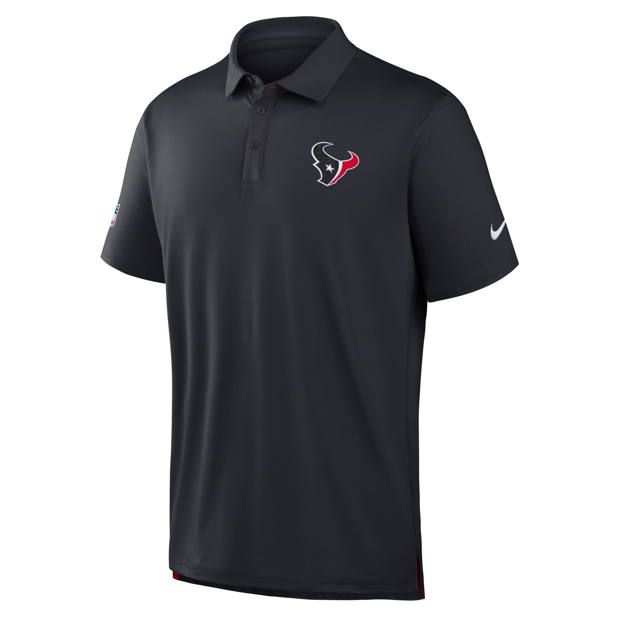 Polo de tournée Nike Dri-FIT bleu marine pour homme, Houston Texans, modèle Sideline Powerful Blocking.