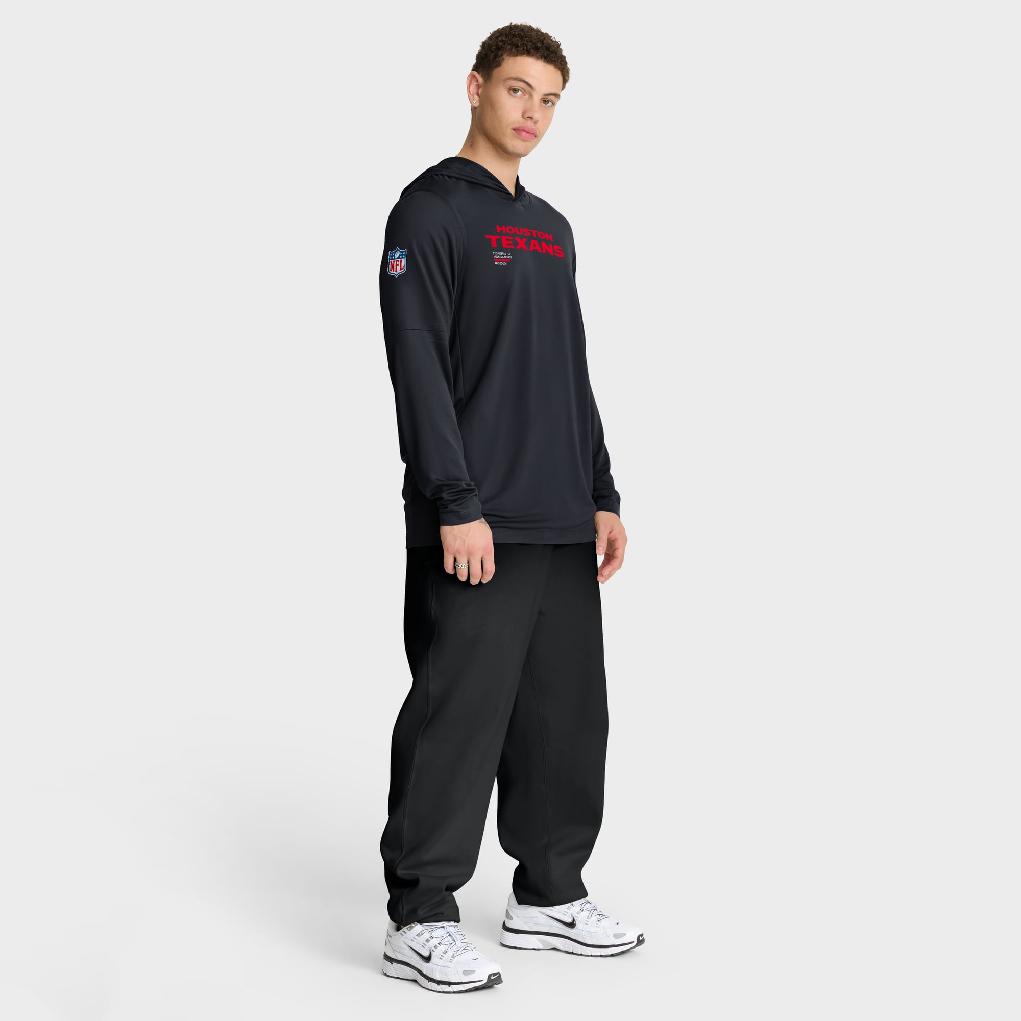 Men's Nike Navy Houston Texans Sideline Pure Fury Dri-FIT Long Sleeve Hooded T-Shirt