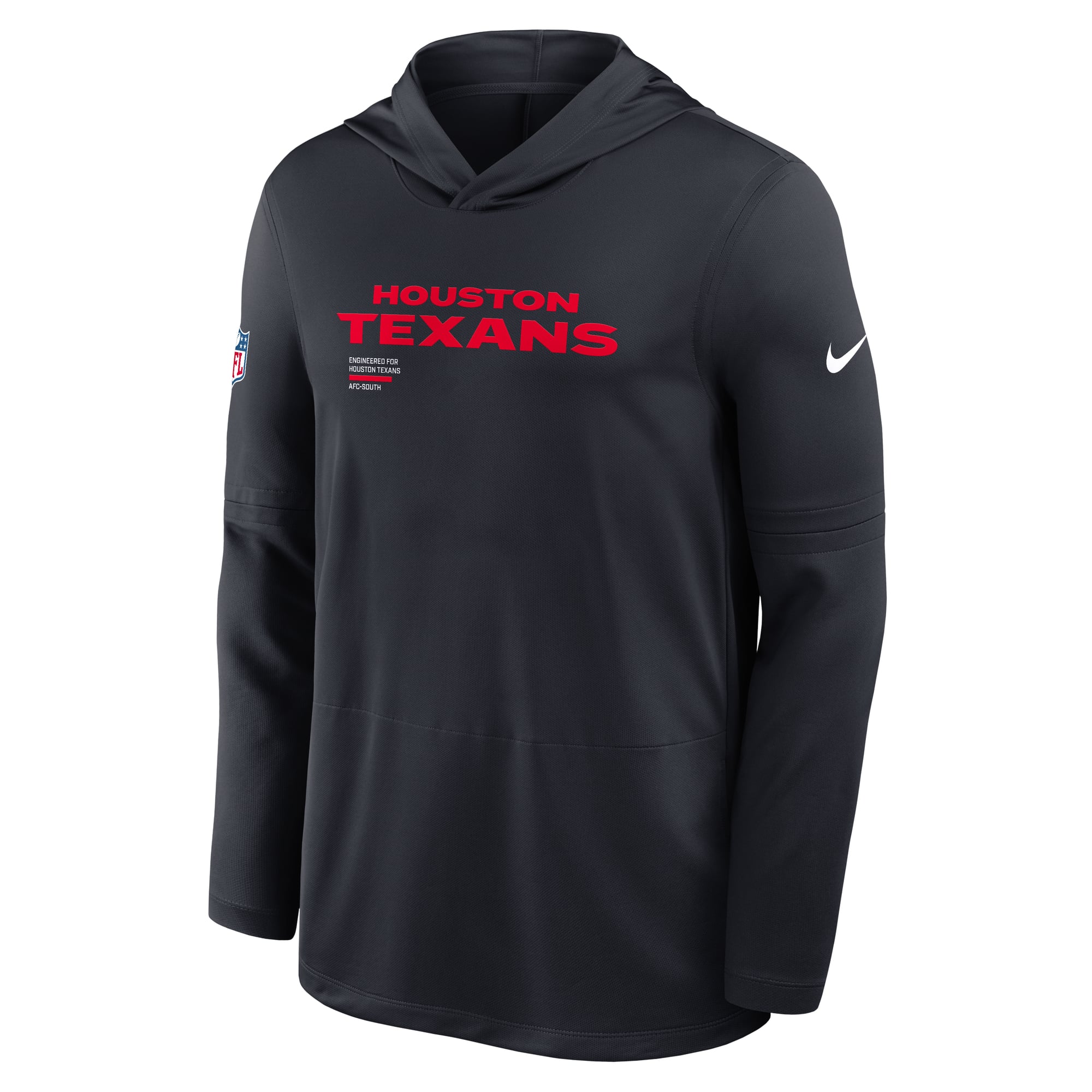 Men's Nike Navy Houston Texans Sideline Pure Fury Dri-FIT Long Sleeve Hooded T-Shirt