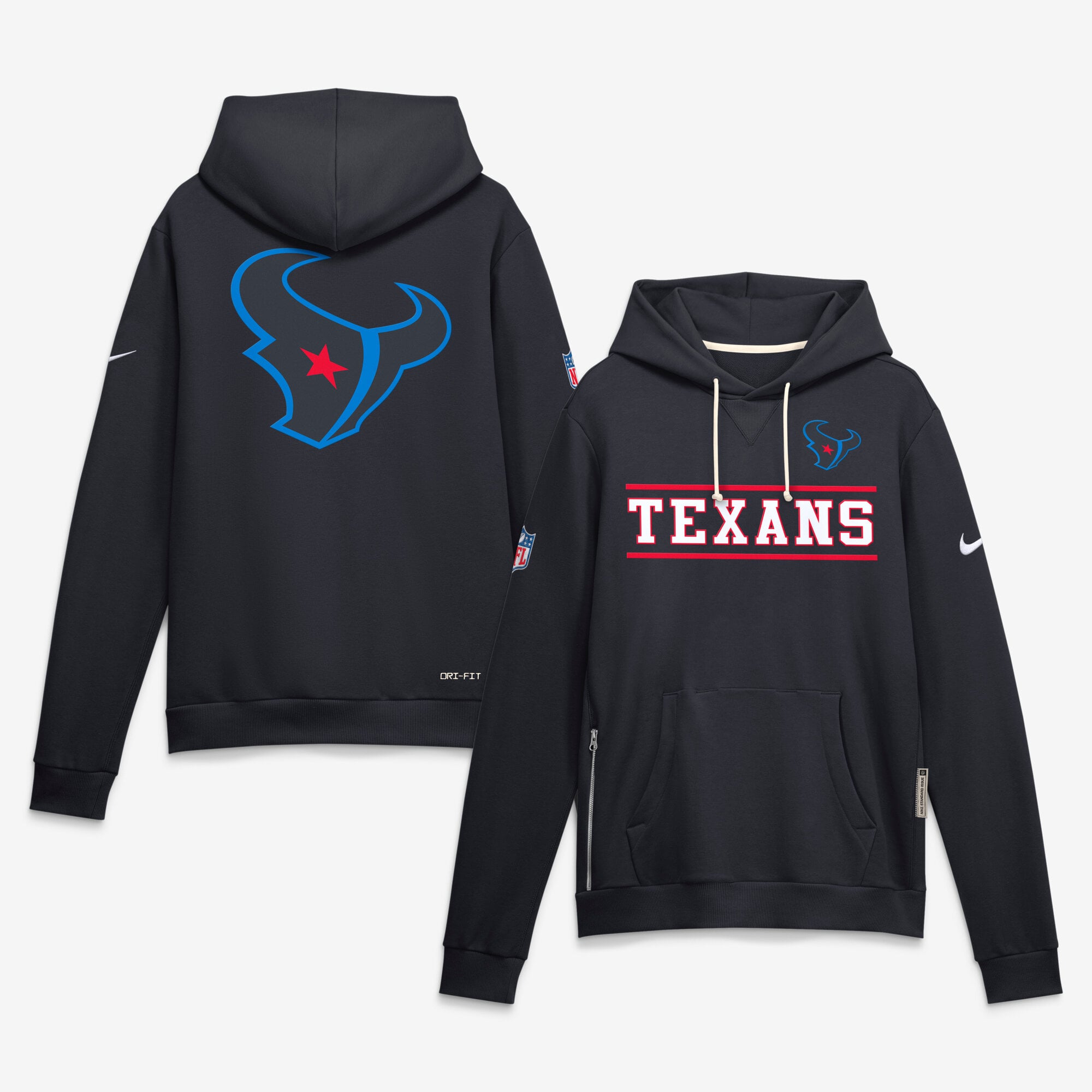 Men's Nike Navy Houston Texans Standard Issue Replay Officials Alternate Dri-FIT Hoodie