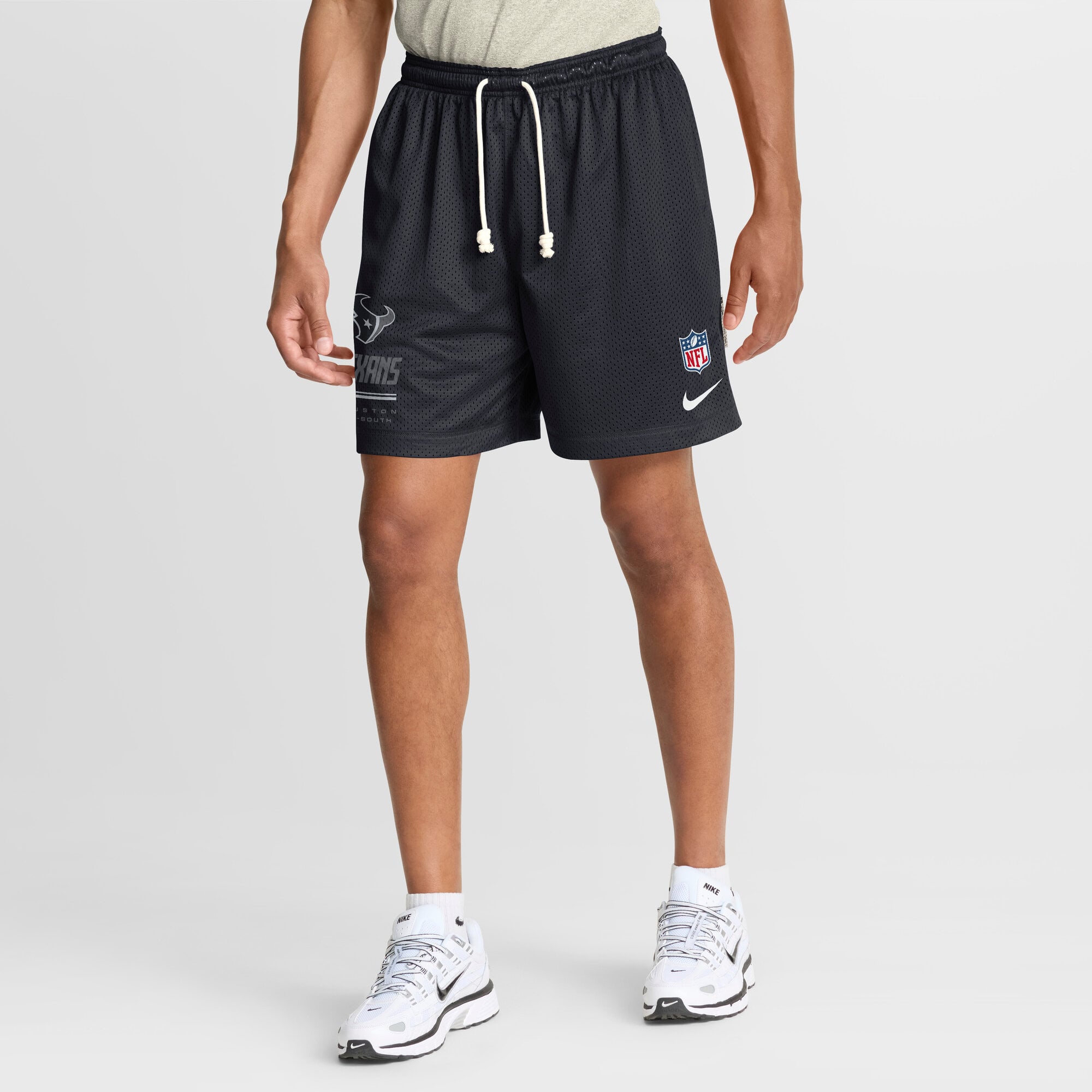 Short réversible Nike Dri-FIT bleu marine/platine pour homme, Houston Texans, modèle Sideline Standard Issue.