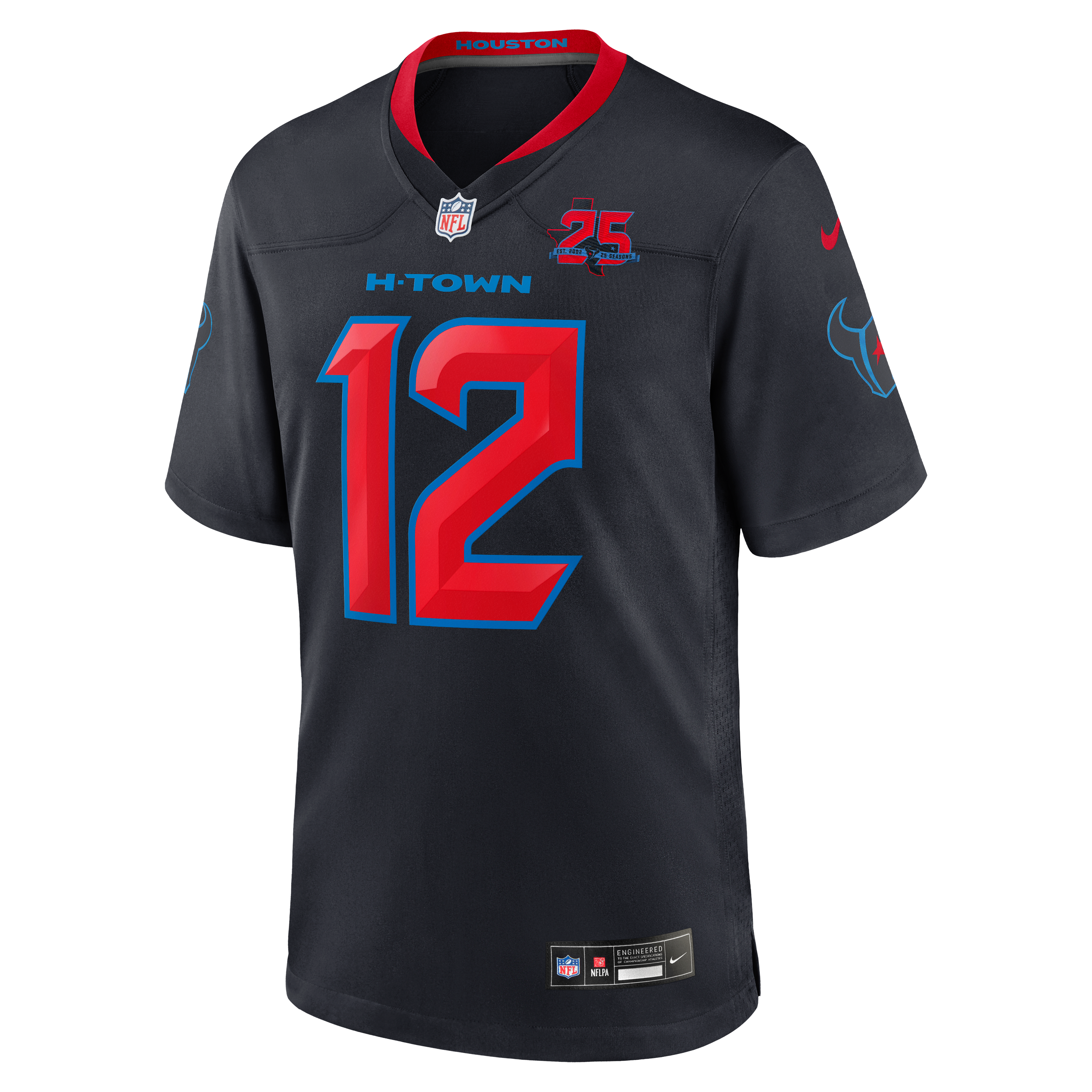 Maillot de match Nike Nico Collins bleu marine des Houston Texans, édition alternative 25e saison
