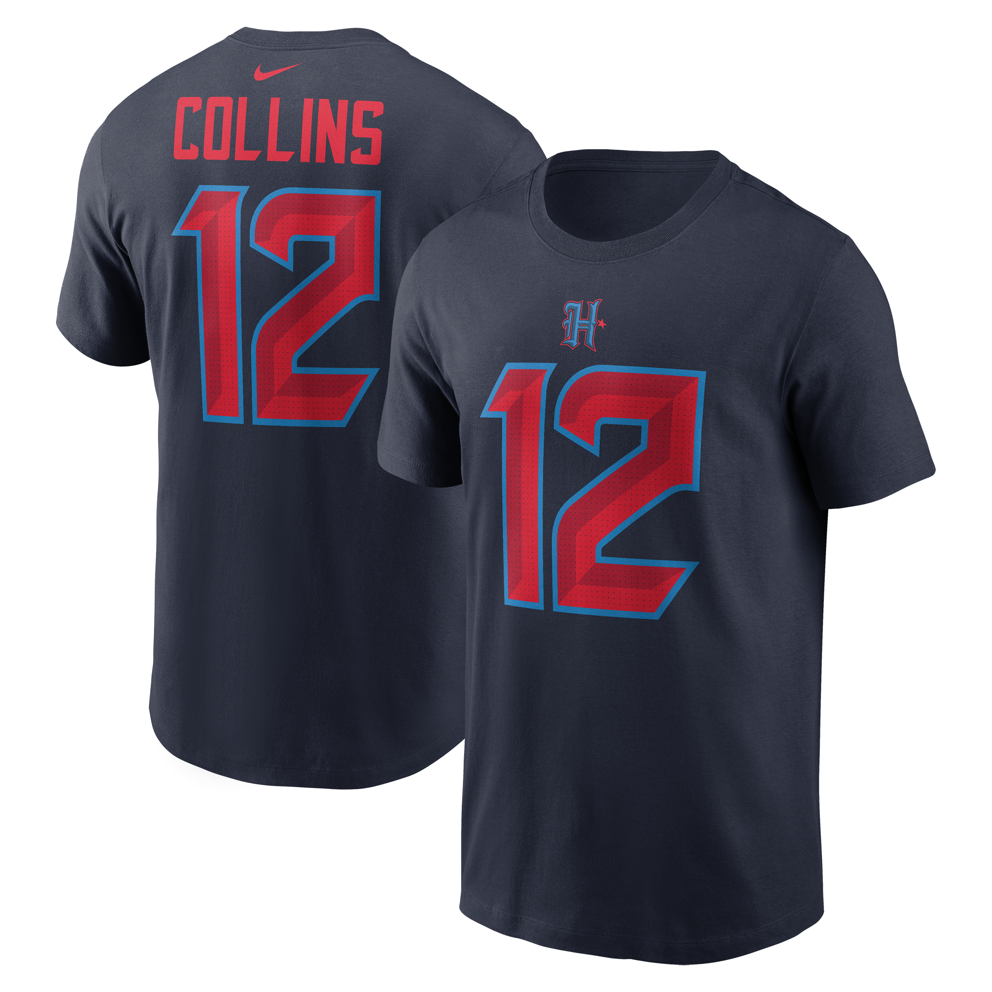 T-shirt Nike Nico Collins bleu marine pour homme, Houston Texans, avec nom et numéro