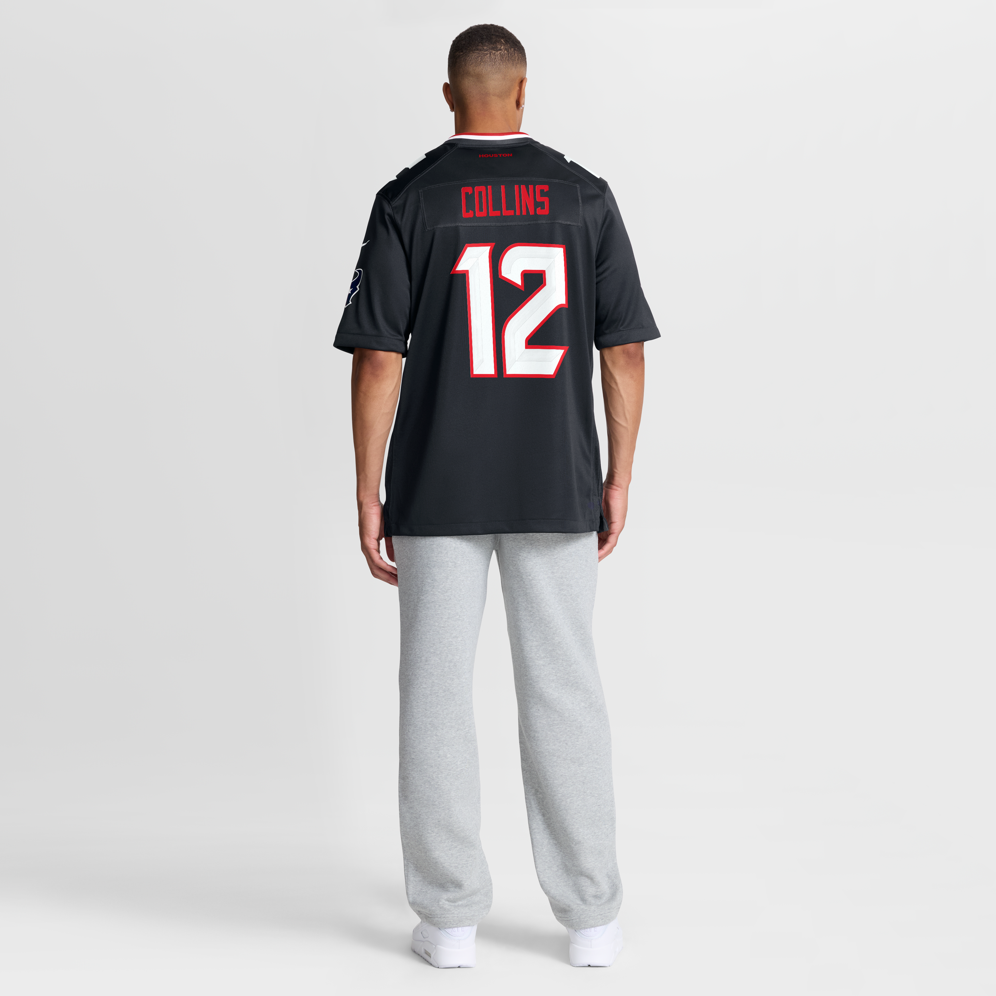 Maillot de match Nike Nico Collins bleu marine des Houston Texans pour homme, 25e saison