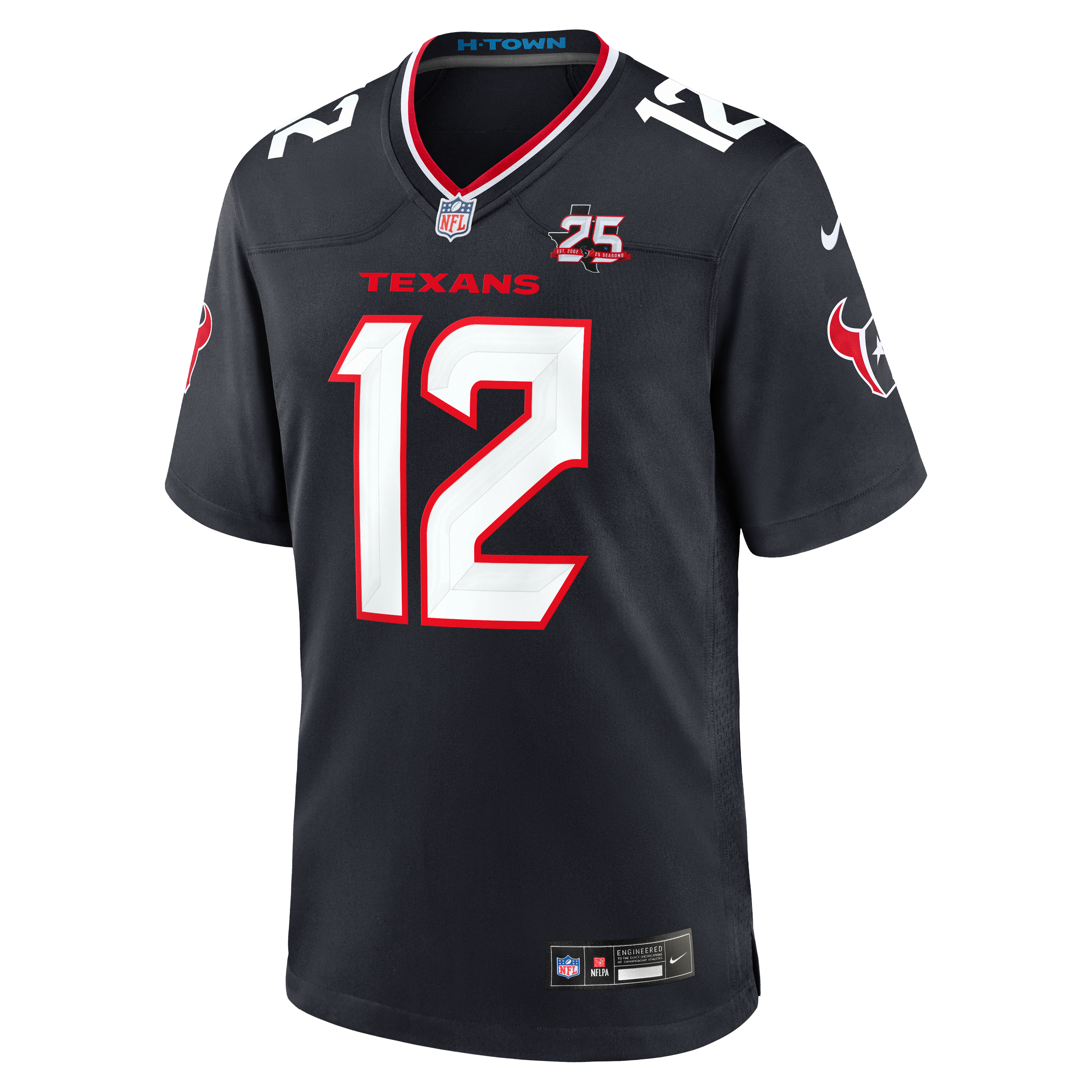 Maillot de match Nike Nico Collins bleu marine des Houston Texans pour homme, 25e saison