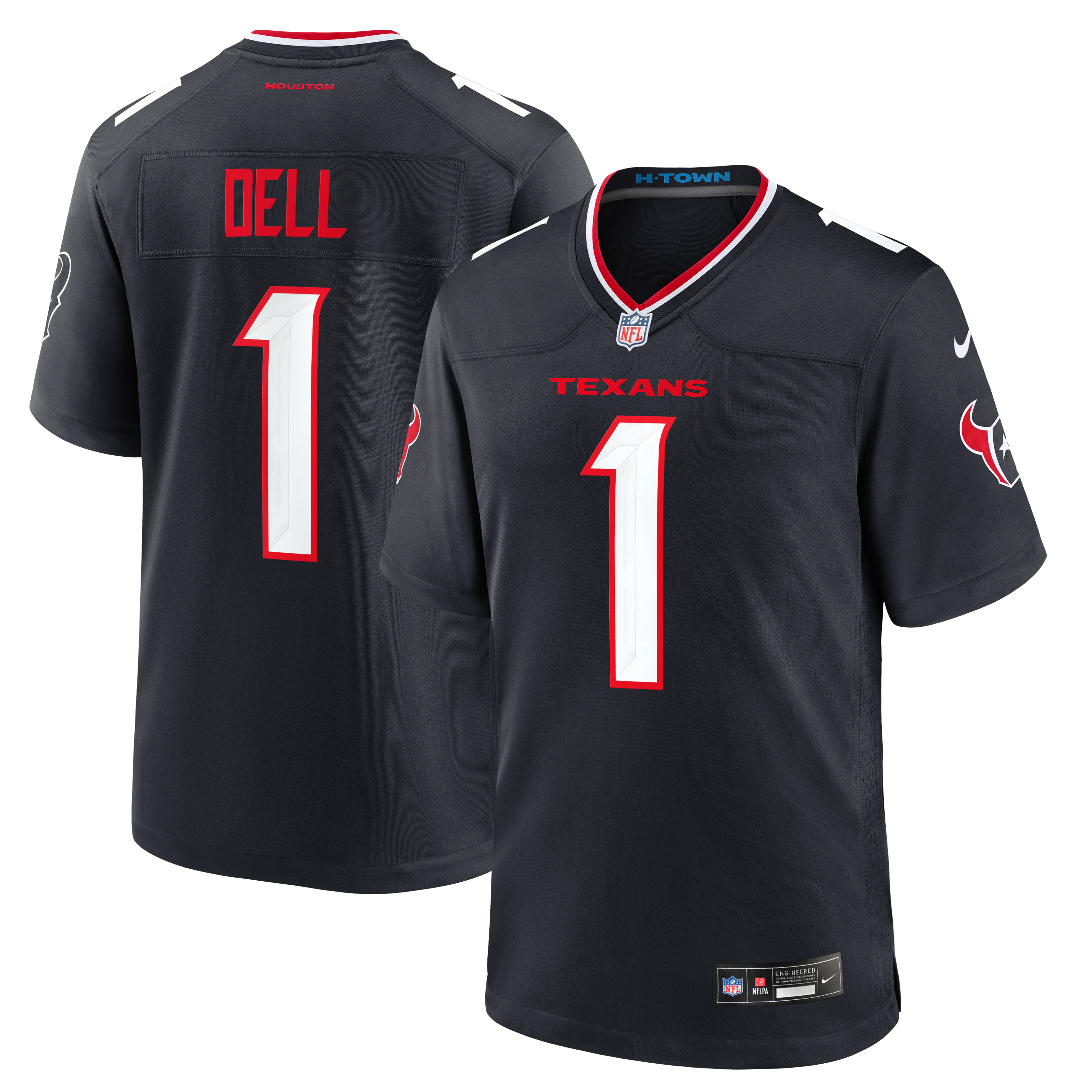 Débardeur Nike Dell bleu marine pour homme, maillot de match l'équipe des Houston Texans