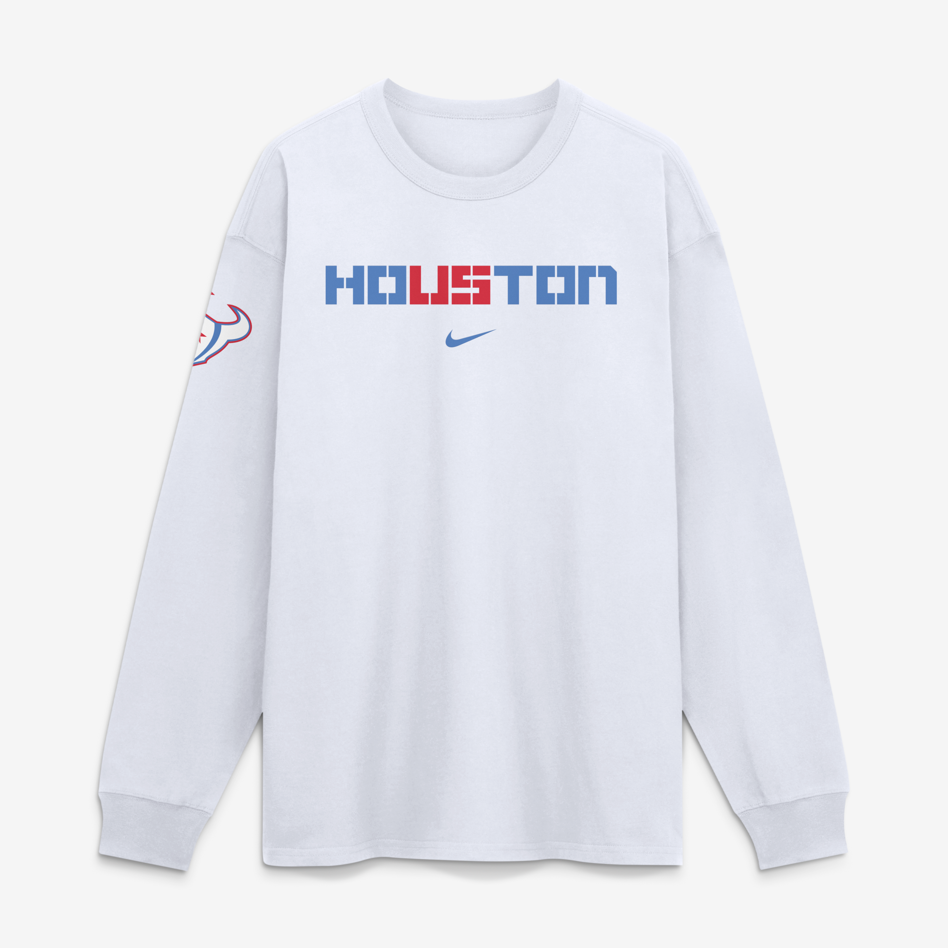 T-shirt à manches longues Nike Max90, collection Rivalries 2026, blanc, pour homme, Houston Texans