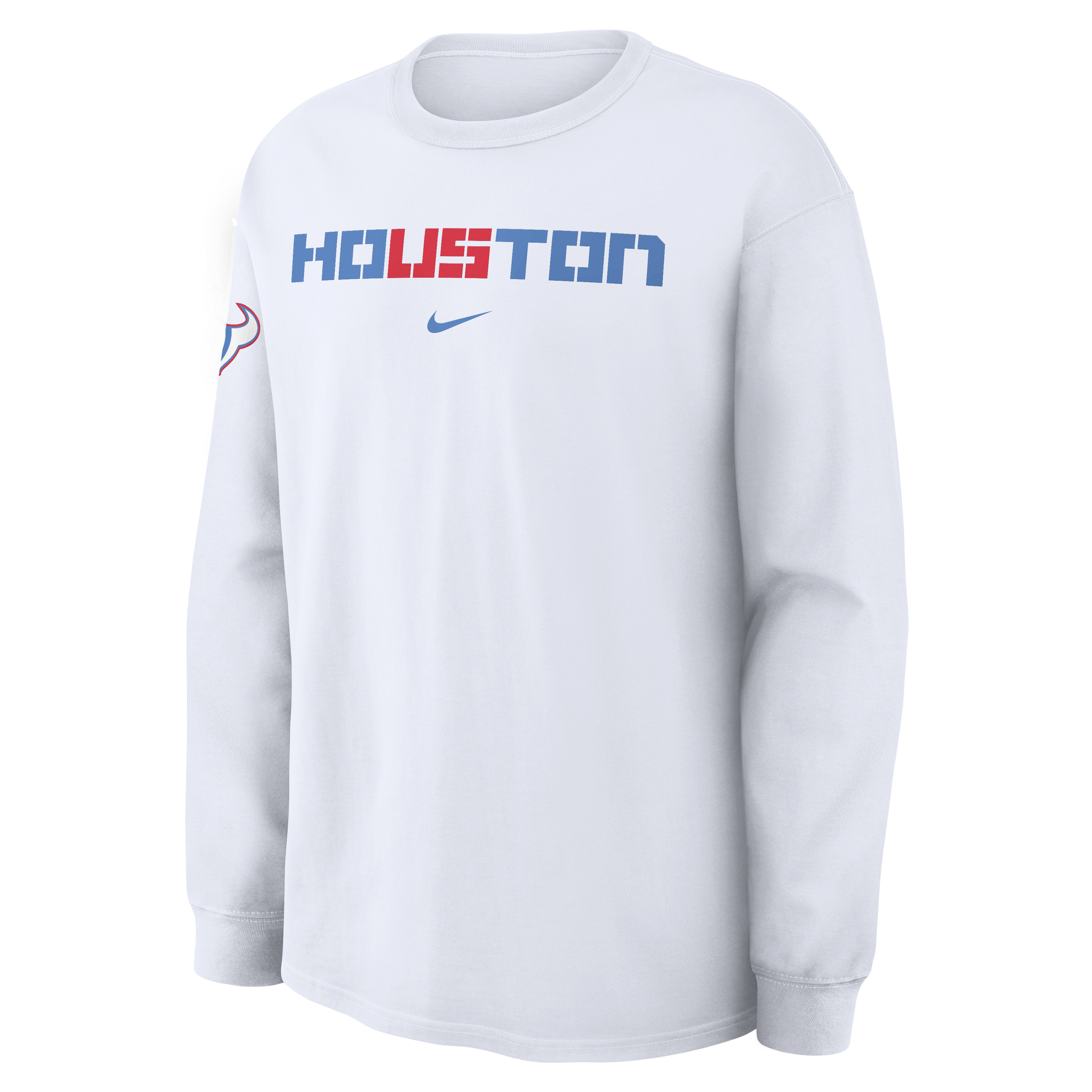 T-shirt à manches longues Nike Max90, collection Rivalries 2026, blanc, pour homme, Houston Texans