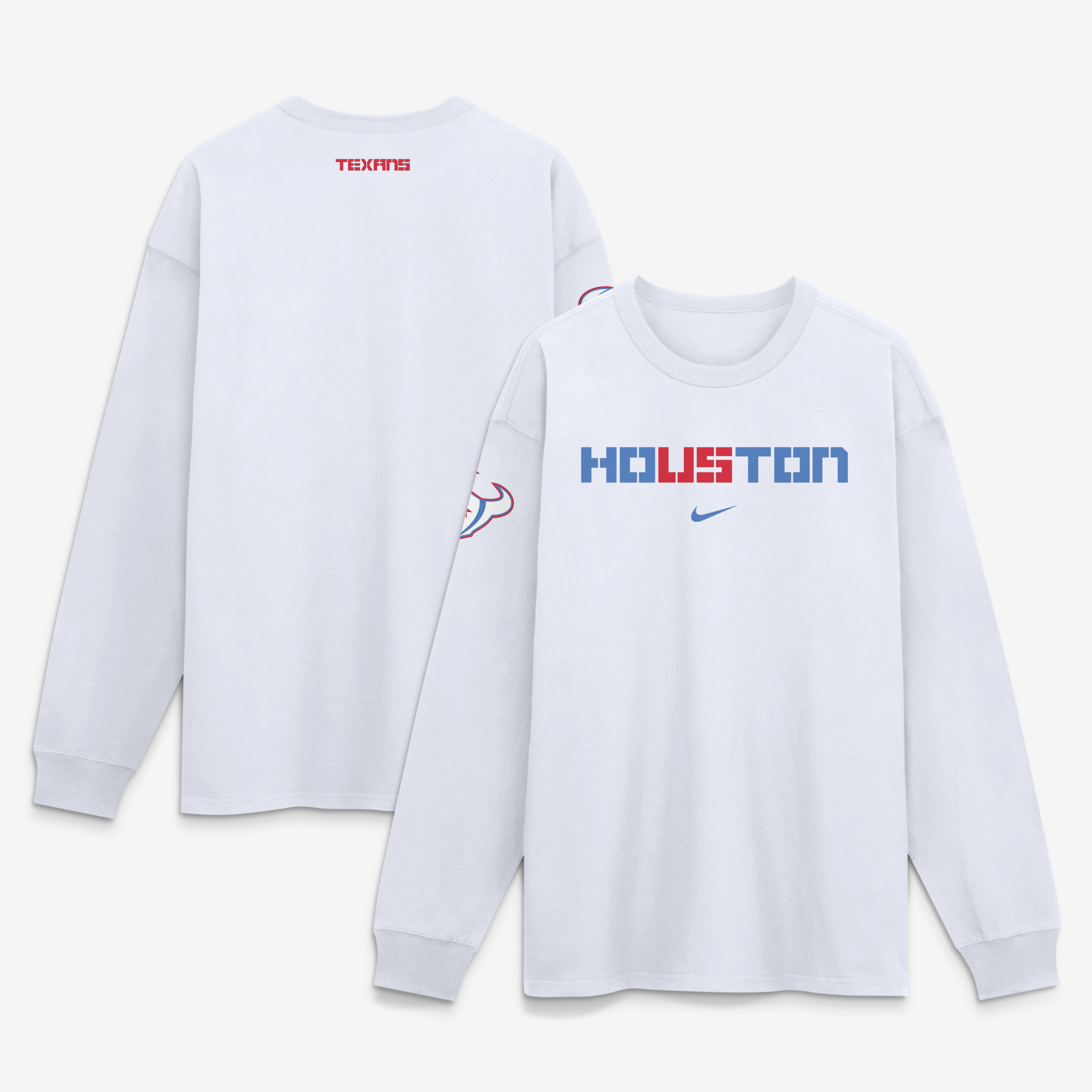 T-shirt à manches longues Nike Max90, collection Rivalries 2026, blanc, pour homme, Houston Texans