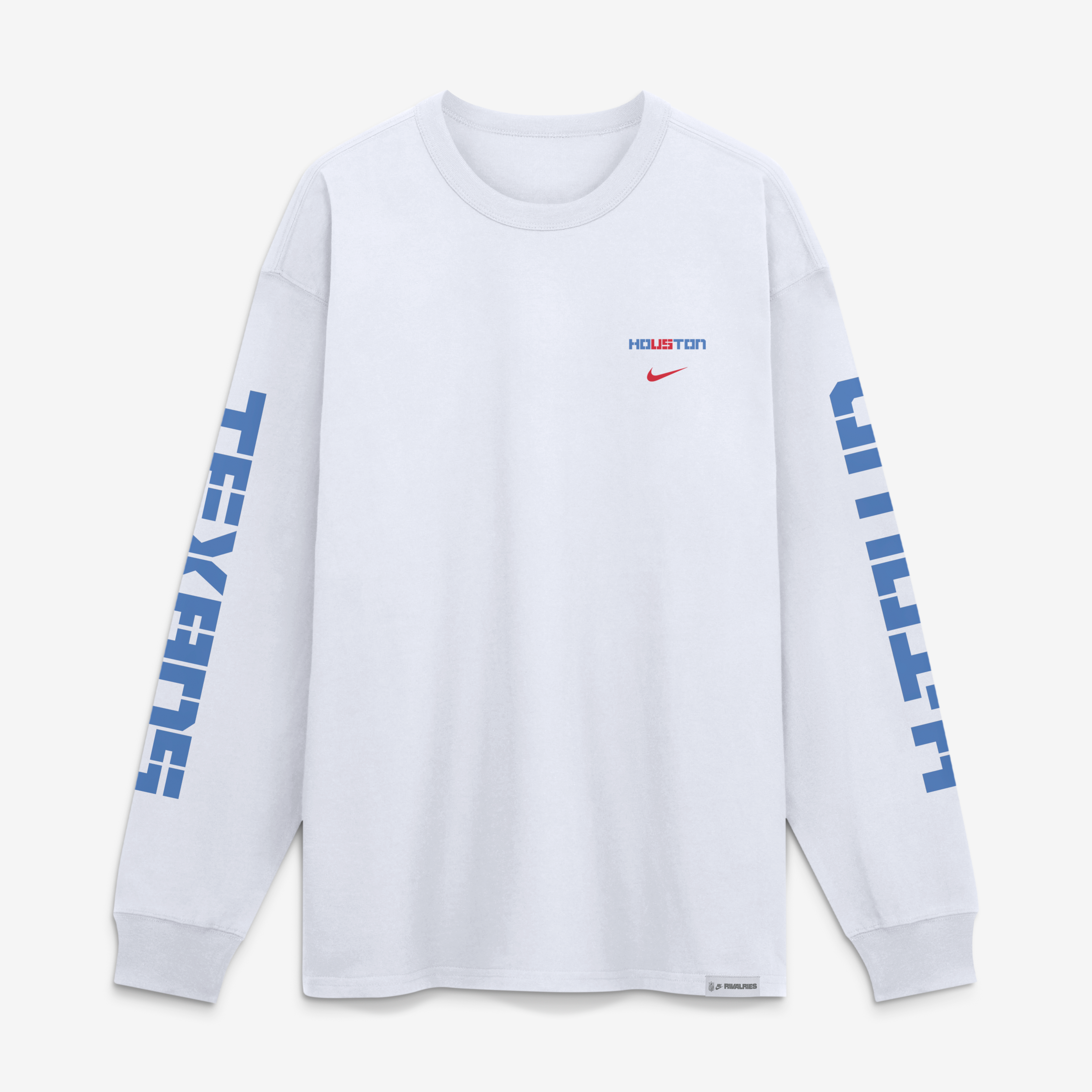 T-shirt à manches longues Nike Max90, collection Rivalries 2026, blanc, pour homme, Houston Texans