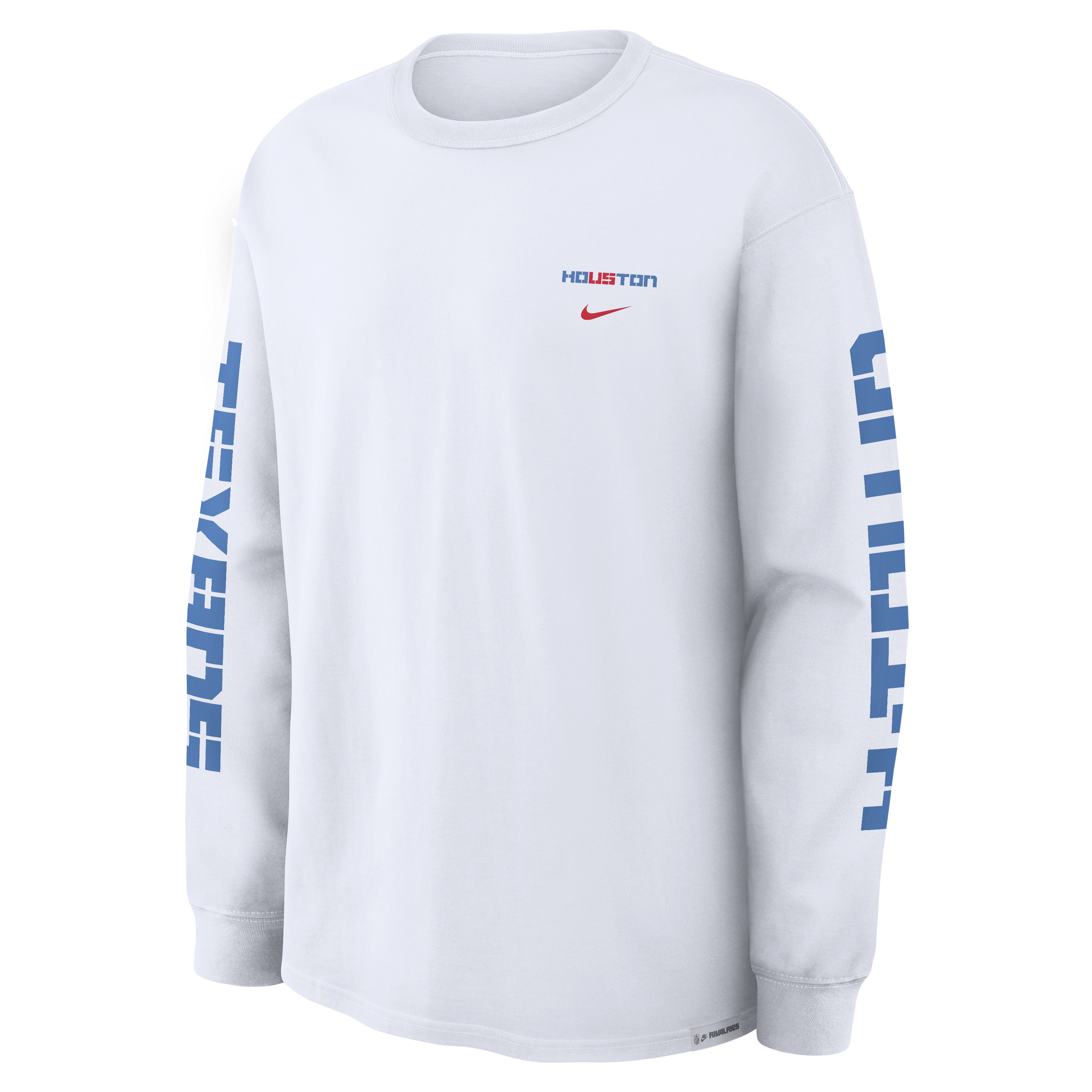 T-shirt à manches longues Nike Max90, collection Rivalries 2026, blanc, pour homme, Houston Texans