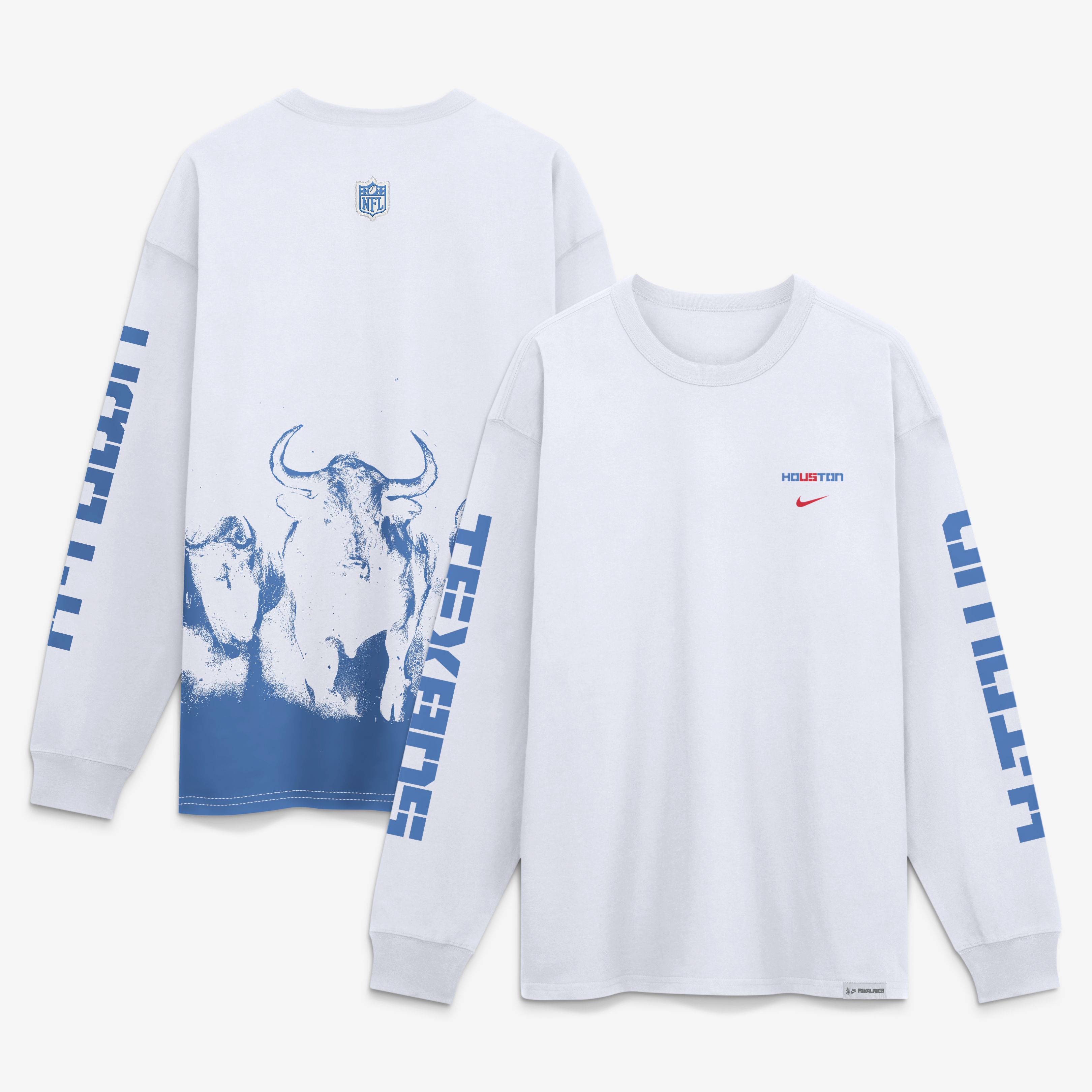 T-shirt à manches longues Nike Max90, collection Rivalries 2026, blanc, pour homme, Houston Texans