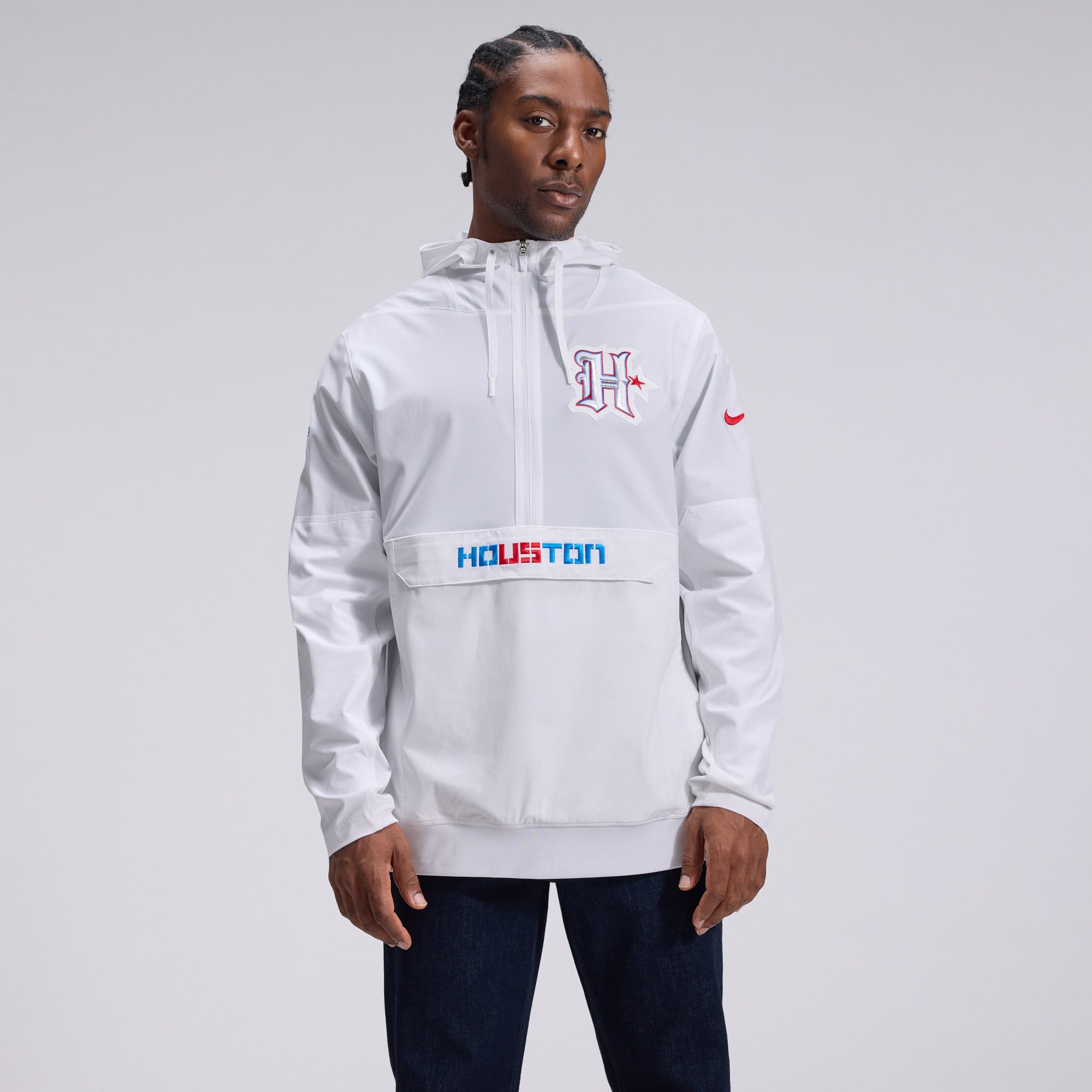 Men's Nike White Houston Texans 2026 Rivalries Collection Sideline Anorak Half-Zip Jacket