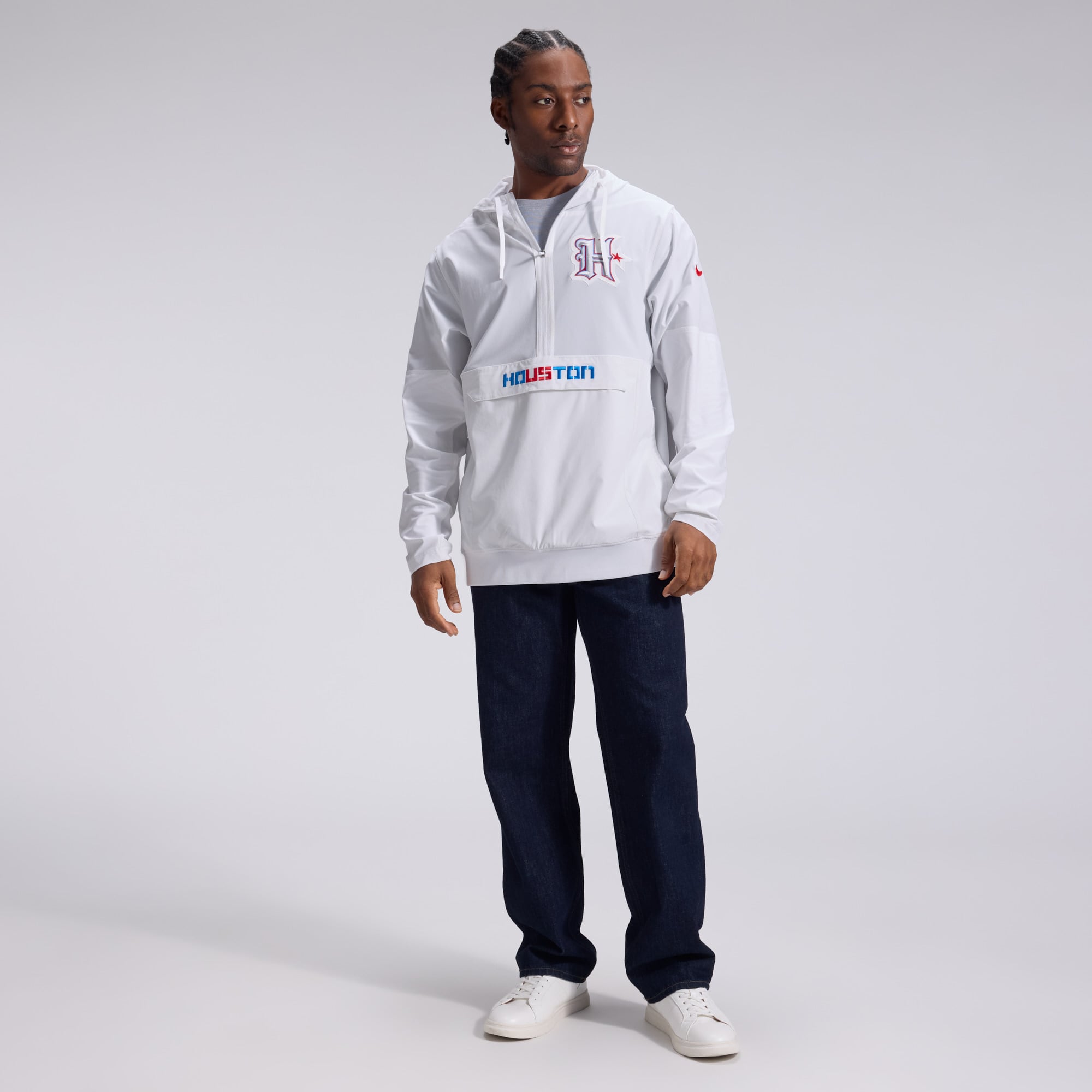 Men's Nike White Houston Texans 2026 Rivalries Collection Sideline Anorak Half-Zip Jacket