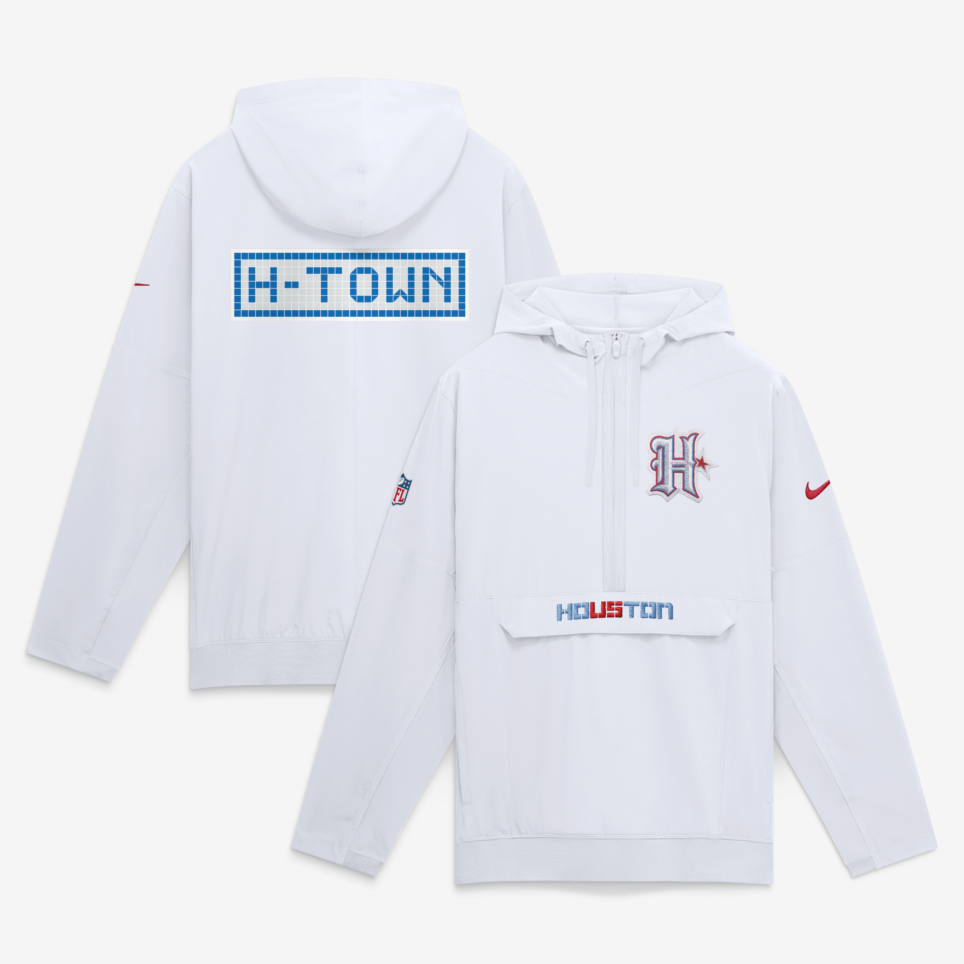 Men's Nike White Houston Texans 2026 Rivalries Collection Sideline Anorak Half-Zip Jacket