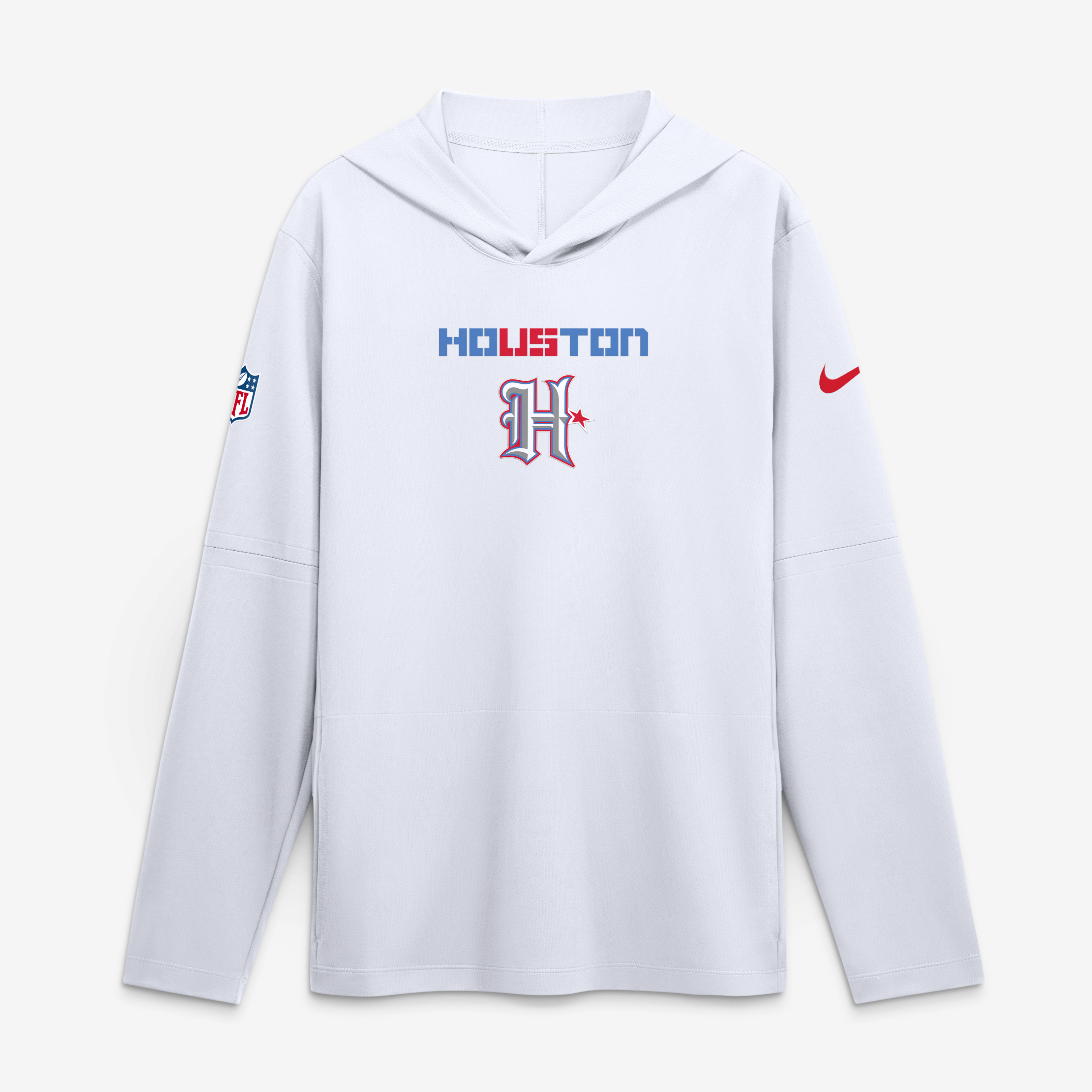 Men's Nike White Houston Texans 2026 Rivalries Collection Sideline Lightweight Hooded Long Sleeve Top