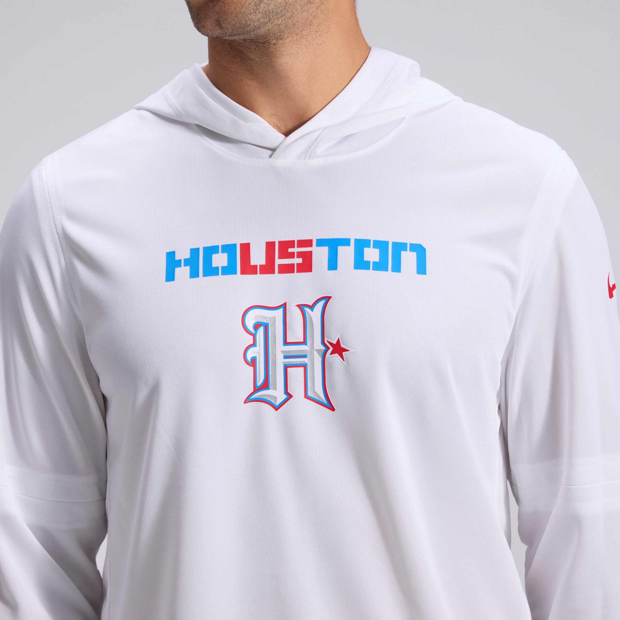 Men's Nike White Houston Texans 2026 Rivalries Collection Sideline Lightweight Hooded Long Sleeve Top