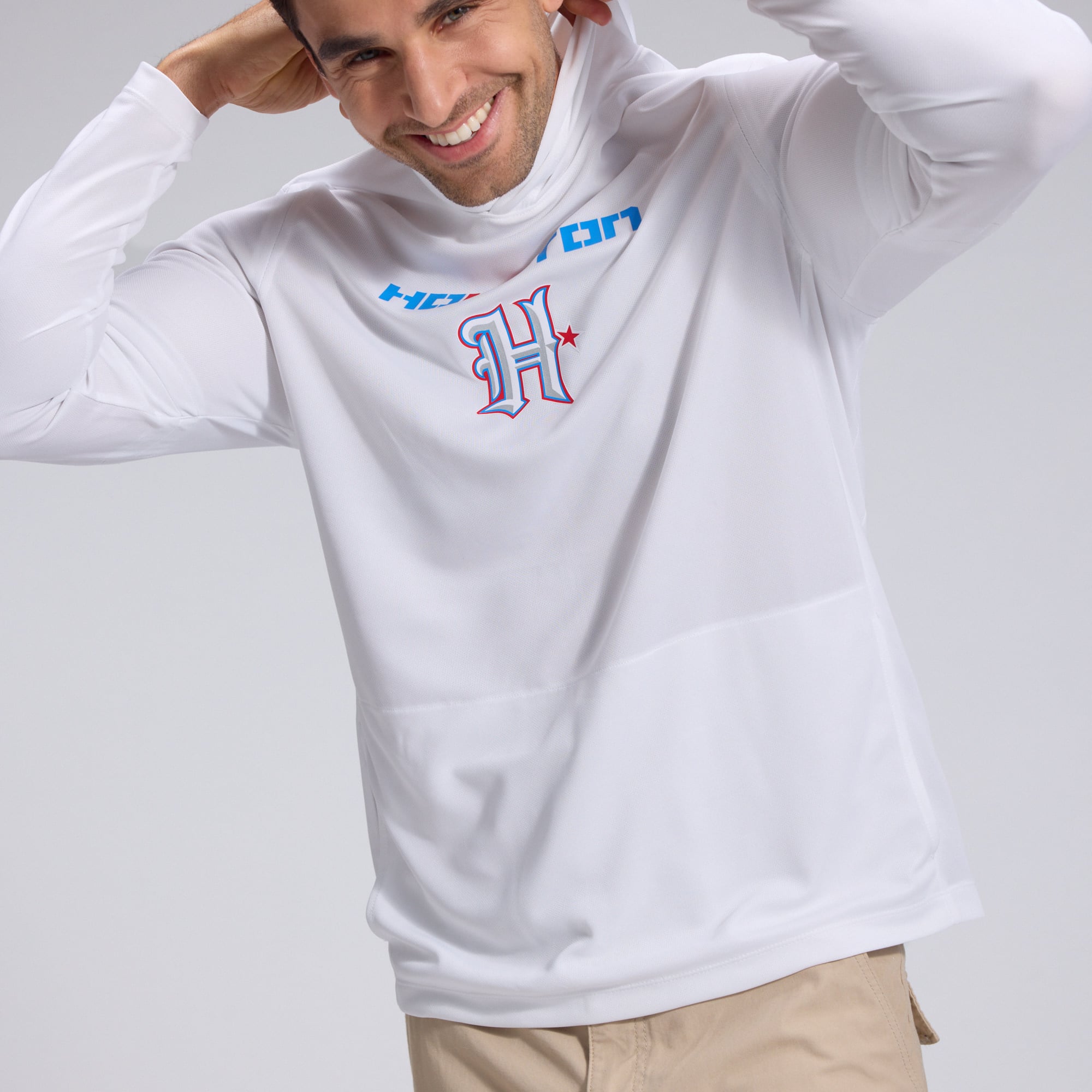 Men's Nike White Houston Texans 2026 Rivalries Collection Sideline Lightweight Hooded Long Sleeve Top