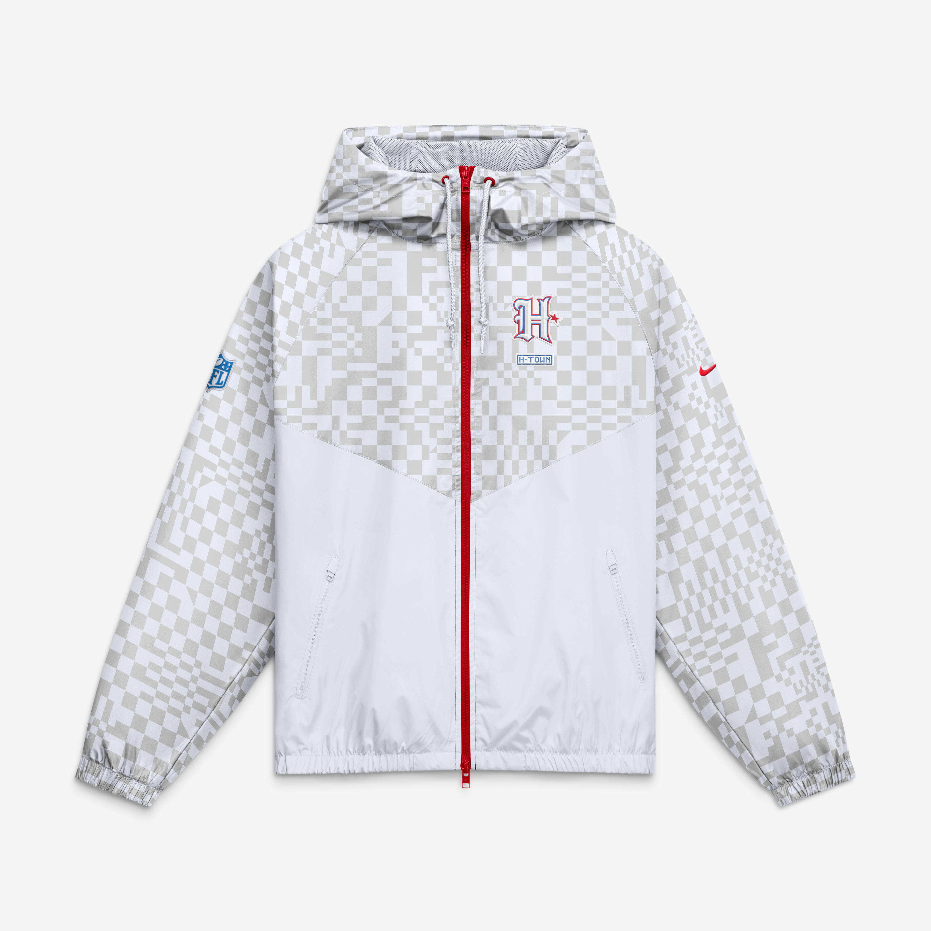 Veste coupe-vent zippée Nike blanche pour homme, collection Houston Texans 2026 Rivalries.