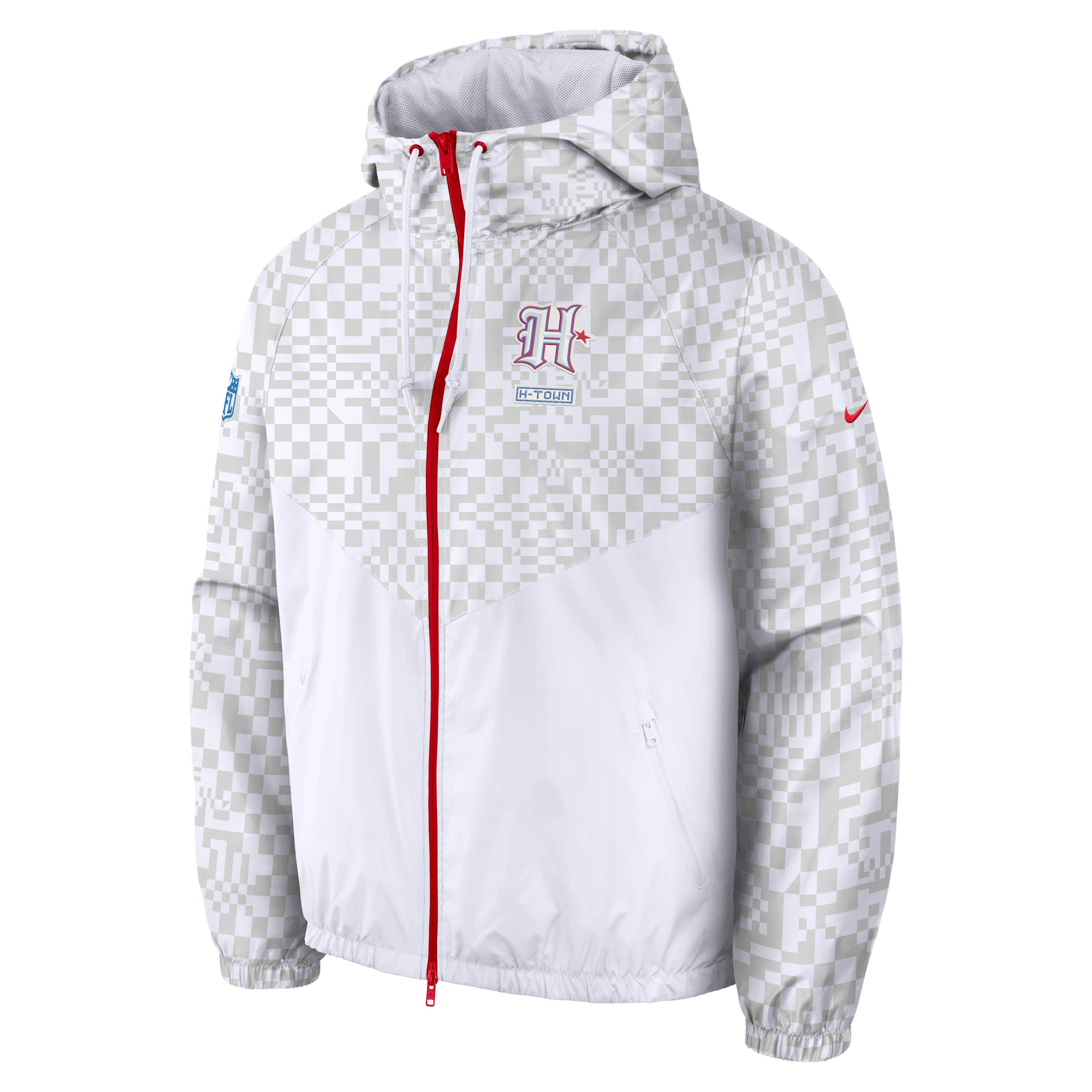 Veste coupe-vent zippée Nike blanche pour homme, collection Houston Texans 2026 Rivalries.
