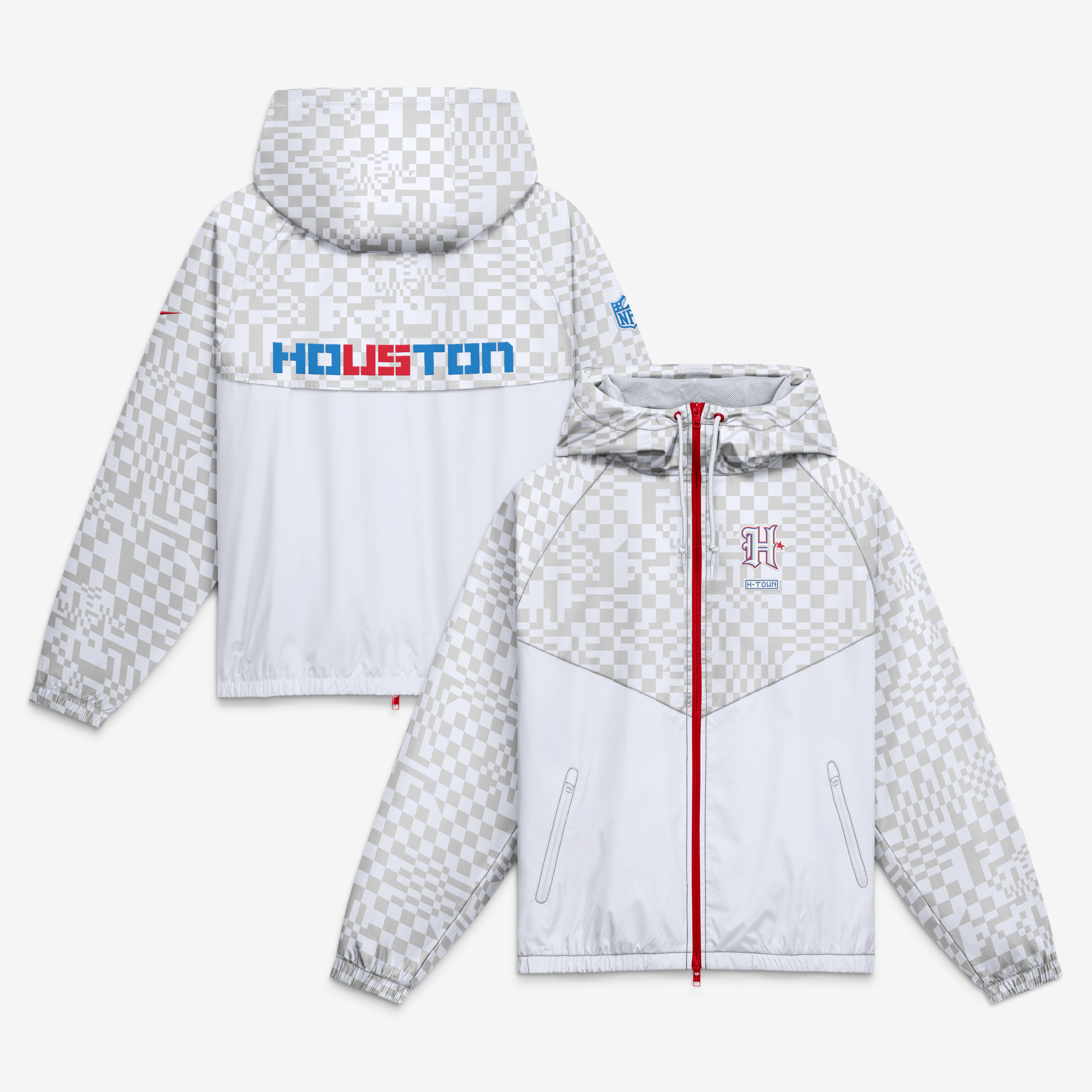 Veste coupe-vent zippée Nike blanche pour homme, collection Houston Texans 2026 Rivalries.