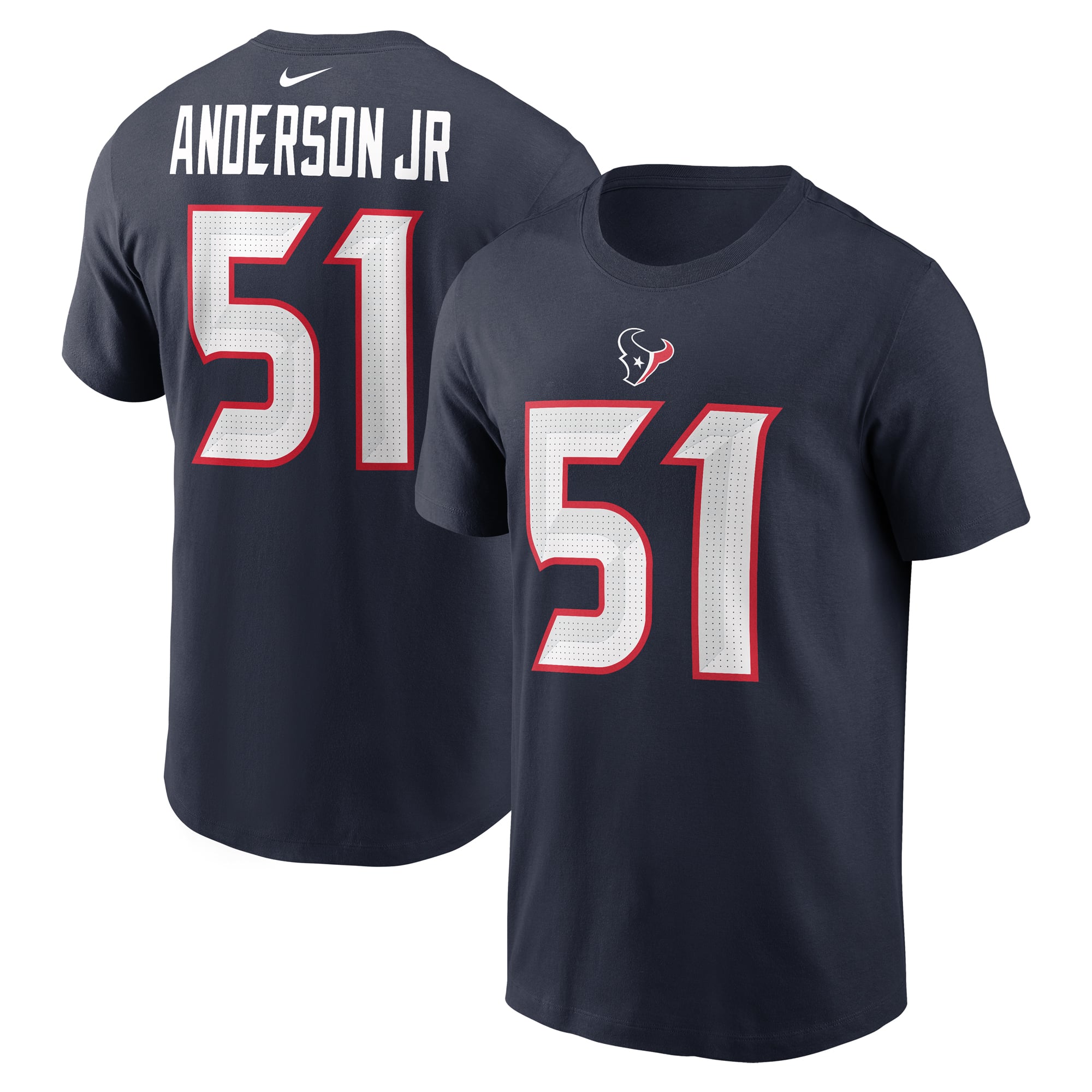 T-shirt Nike Will Anderson Jr. bleu marine des Houston Texans pour homme, avec nom et numéro