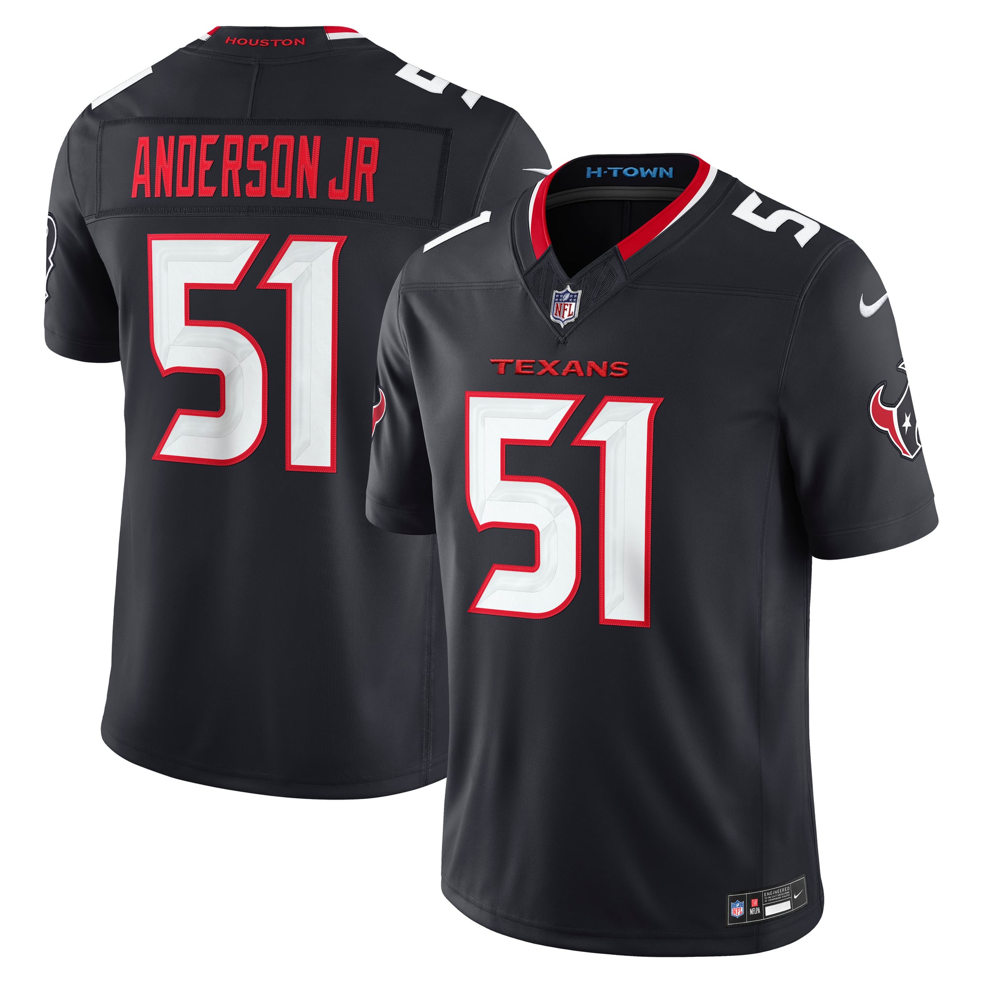 Maillot Nike Will Anderson Jr. bleu marine Houston Texans Team Vapor F.U.S.E. édition limitée cousue