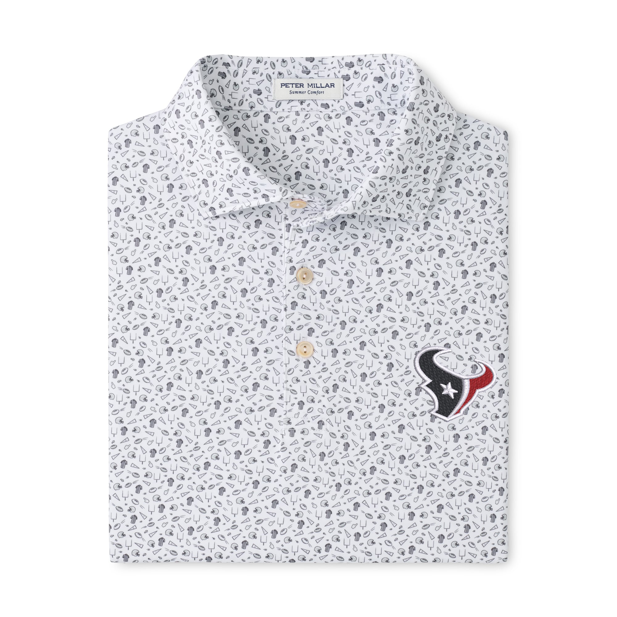 Polo de performance Peter Millar gris pour homme, modèle Kick Off des Houston Texans