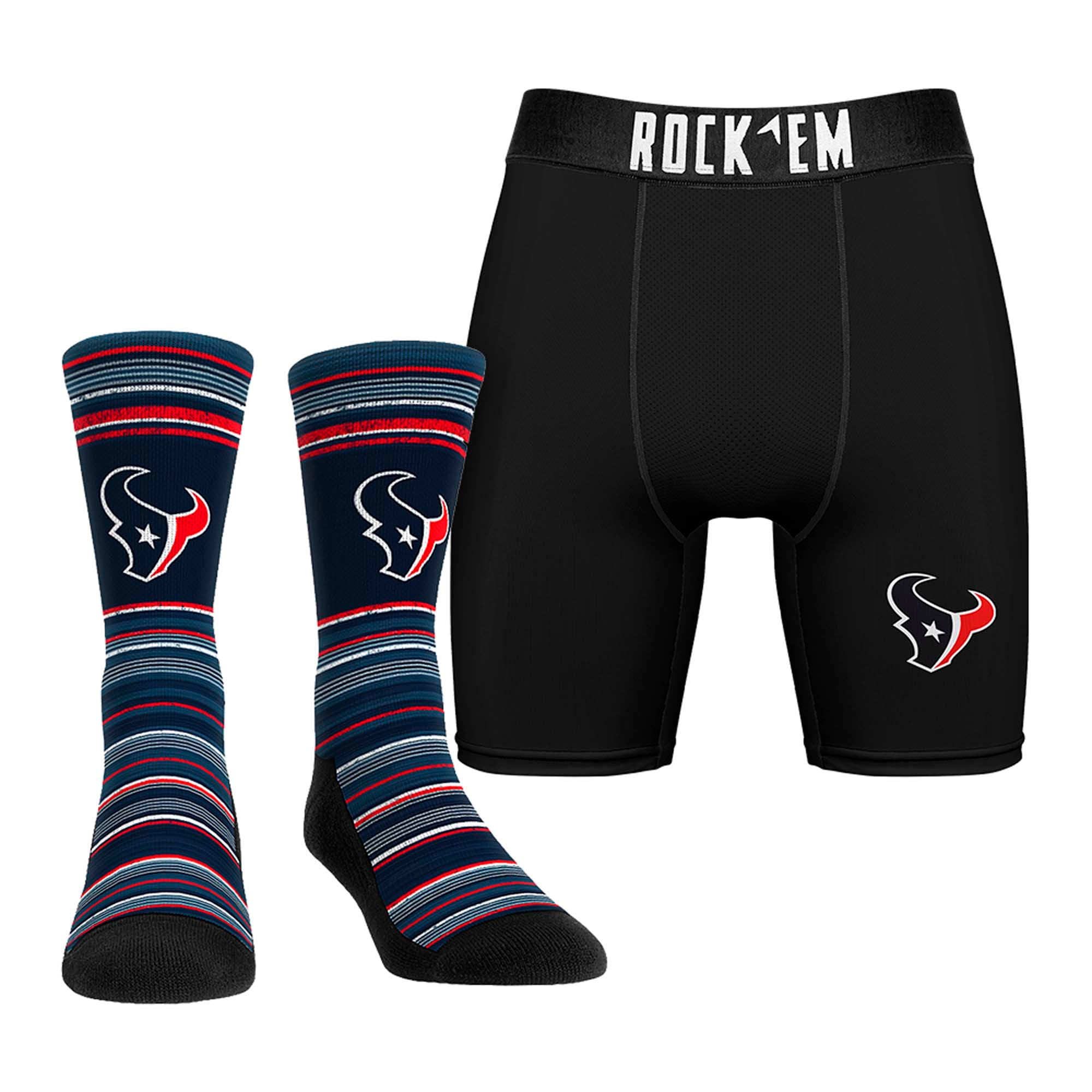 Ensemble chaussettes montantes et boxers Rock Em Houston Texans pour homme