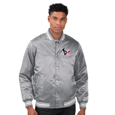 Houston Texans Starter Printed Team Logo Satin Varsity Full-Snap Jacket - Gray