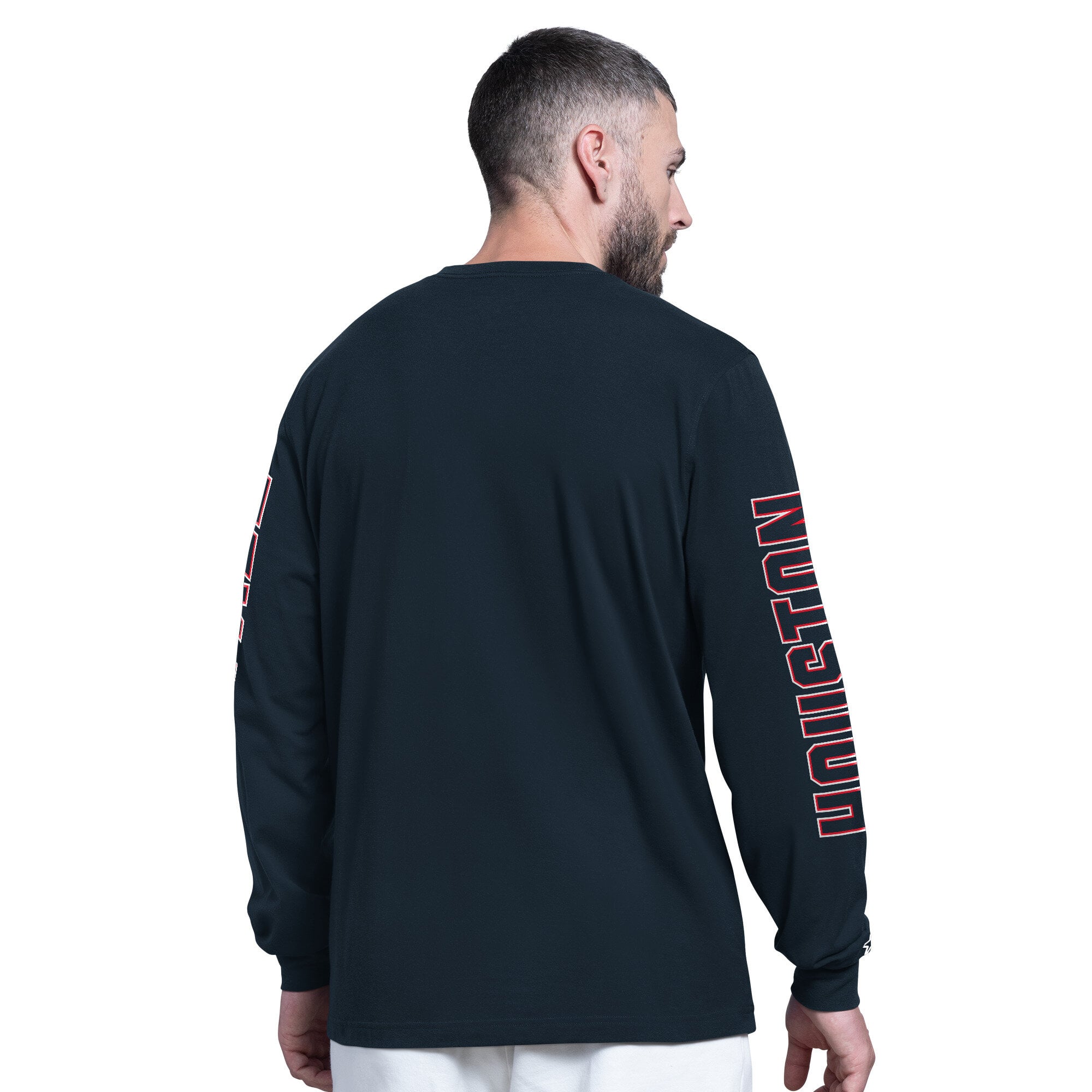 Men's Starter Navy Houston Texans Clutch Hit II Long-Sleeve T-Shirt