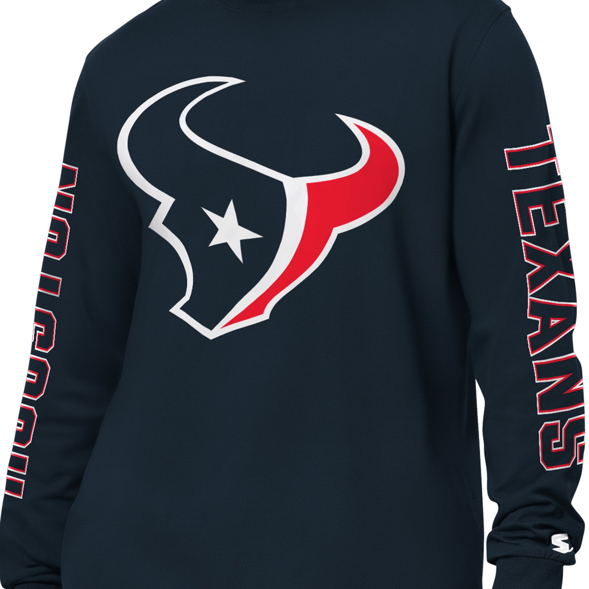 Men's Starter Navy Houston Texans Clutch Hit II Long-Sleeve T-Shirt