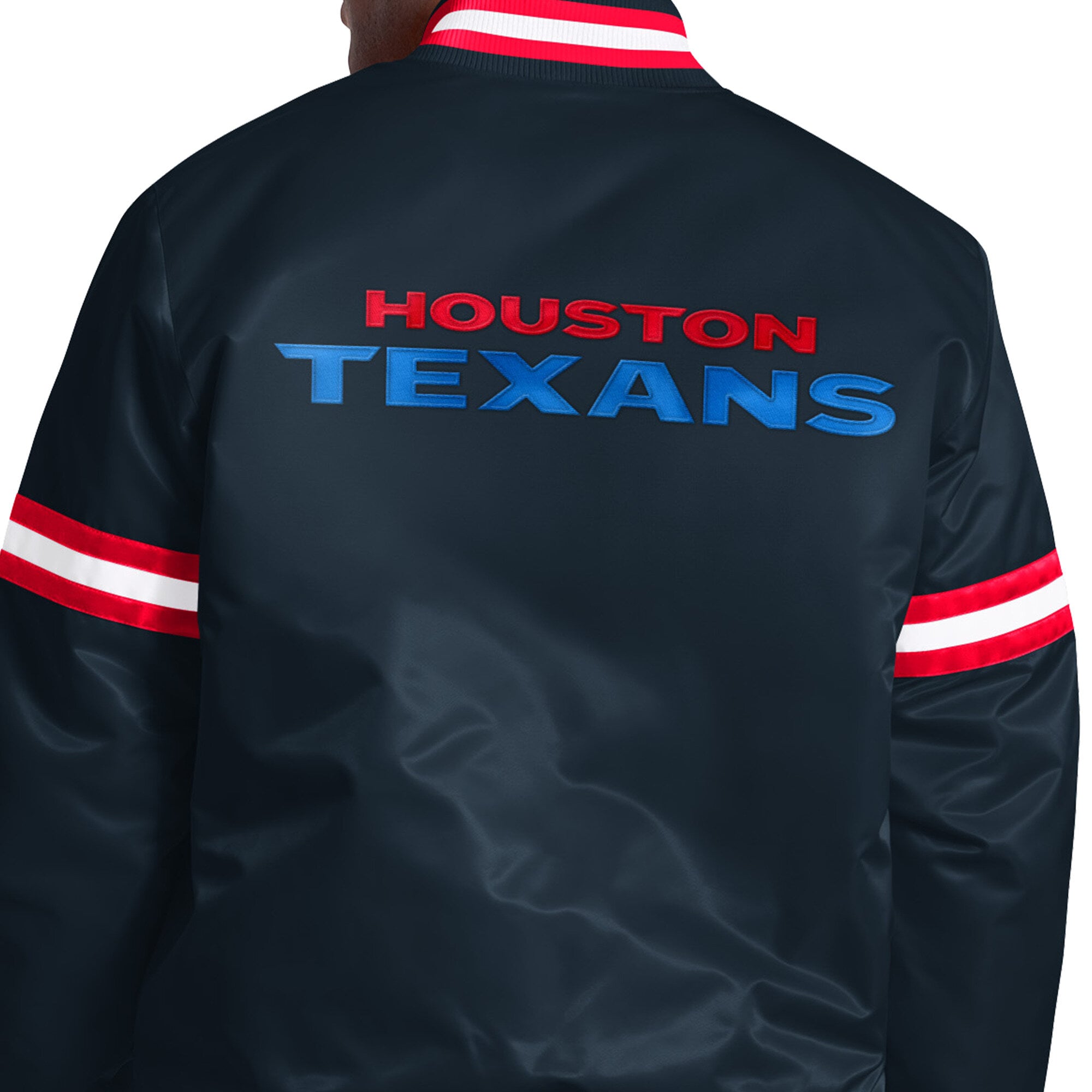 Veste universitaire Starter bleu marine pour homme, Houston Texans Courtside II, logo alternatif, fermeture à boutons-pression.