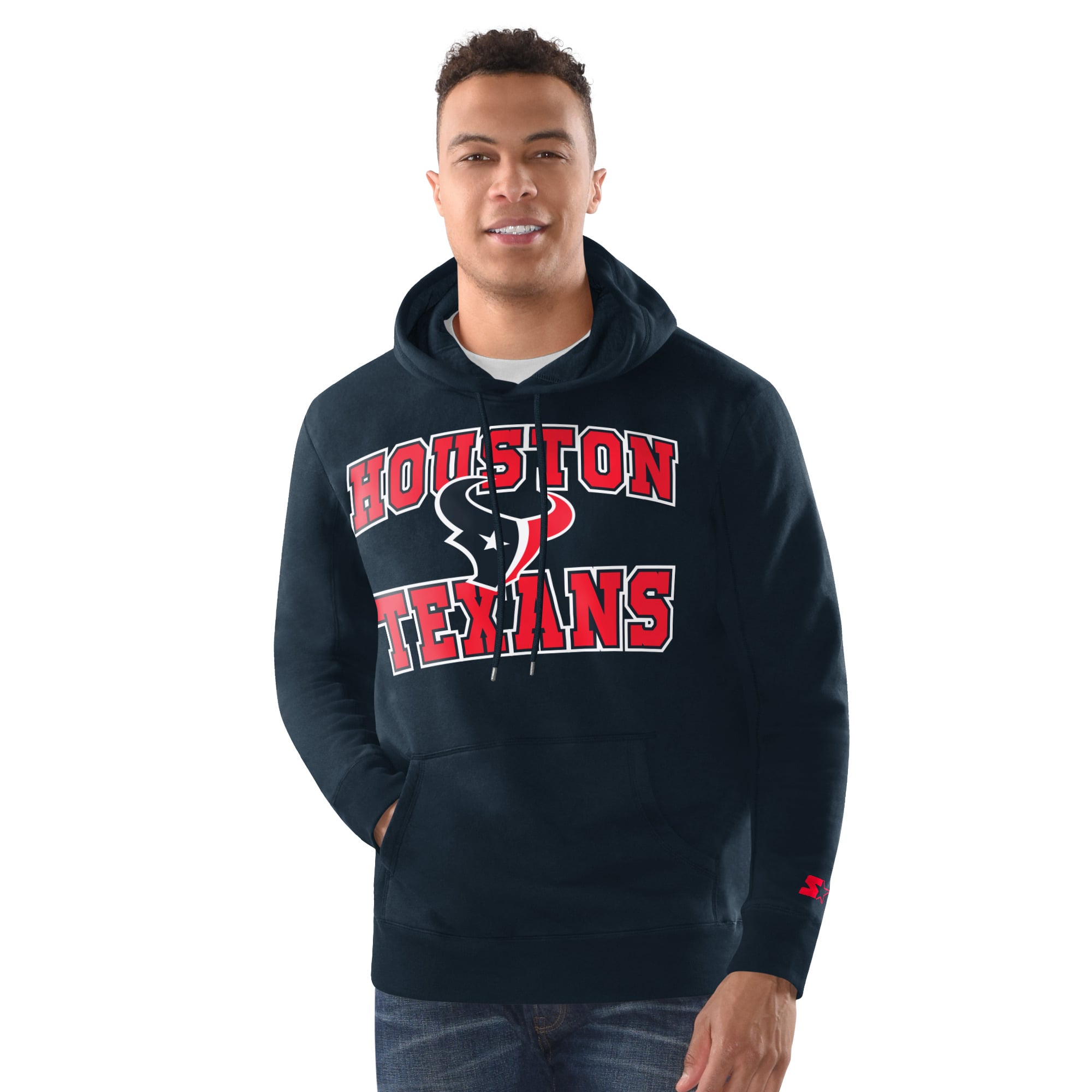 Men's Starter Navy Houston Texans Hoodie and Cuffed Knit Hat Combo Pack