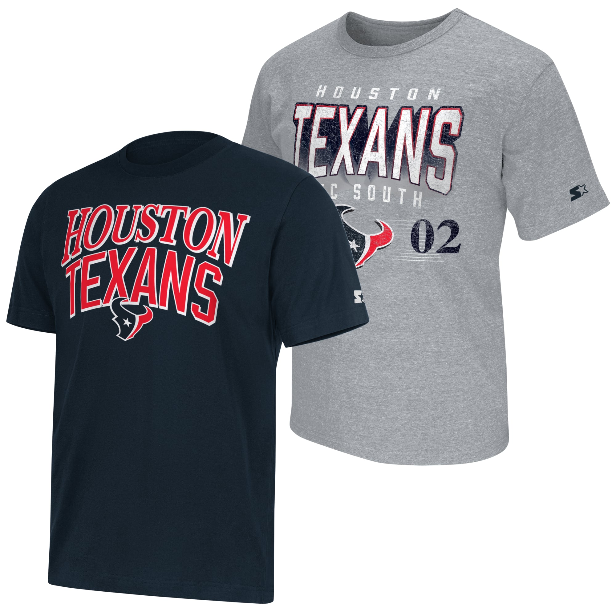 Lot de deux t-shirts à logo Houston Texans, bleu marine/gris chiné, la marque Starter, pour homme
