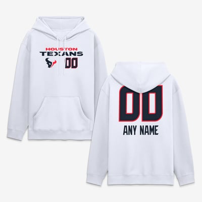 Houston Texans  Touchdown Wordmark Personalized Name & Number Hoodie - White